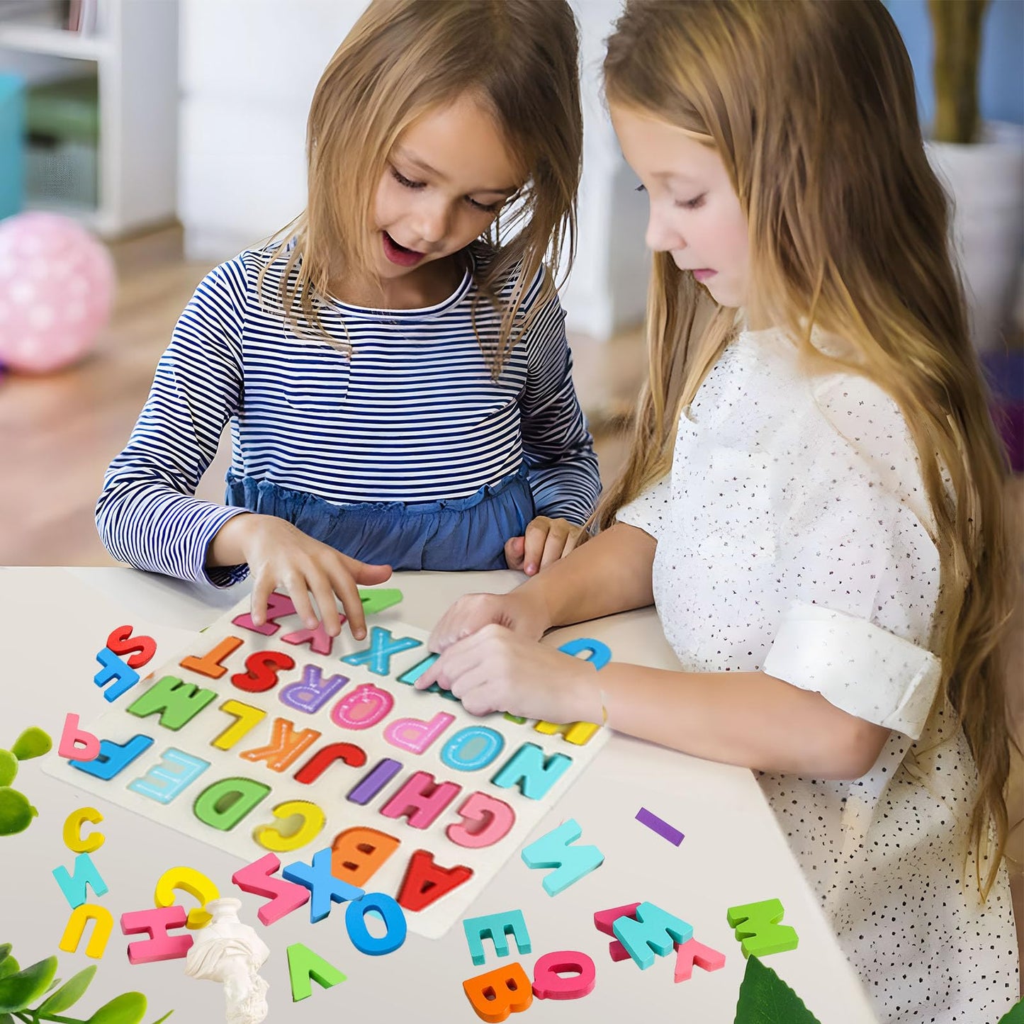 AMOR PRESENT ABC Wooden Alphabet Puzzle Board for Toddlers | Montessori Letters Game | Preschool Learning Toy