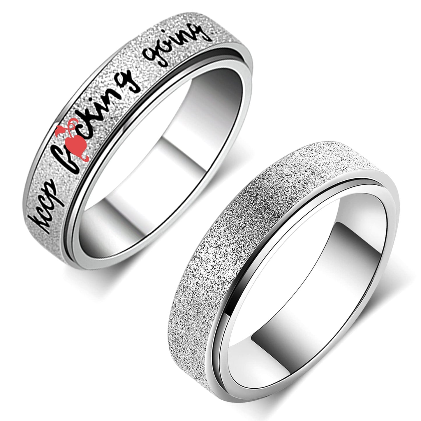 AmorArtSky Anxiety Ring | Titanium Spinner Ring, 5 Colors, 6MM, Sizes 6-10, Moon Star & Sandblasted Hollow Outer