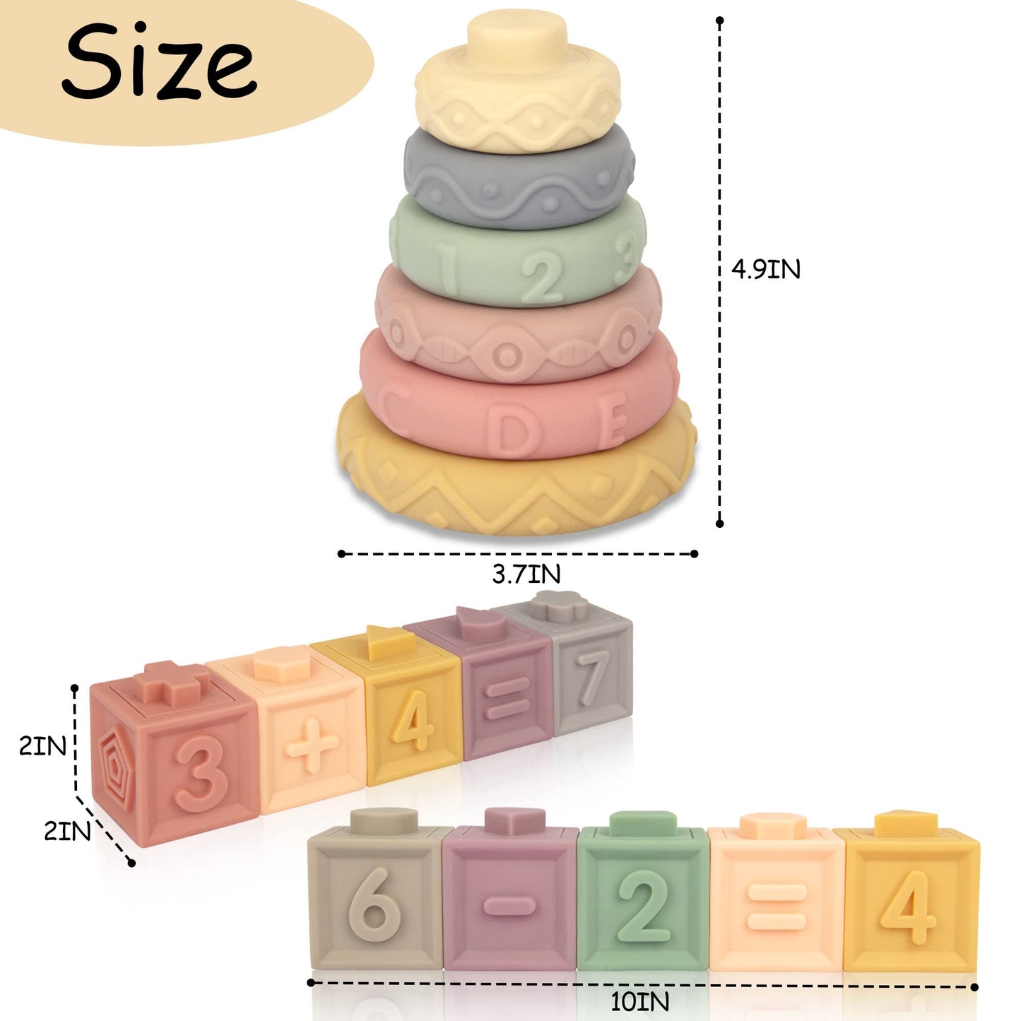AmorBeBe 21-Piece Montessori Baby Toys: Teether, Stacking Rings & Blocks for 6 Months+