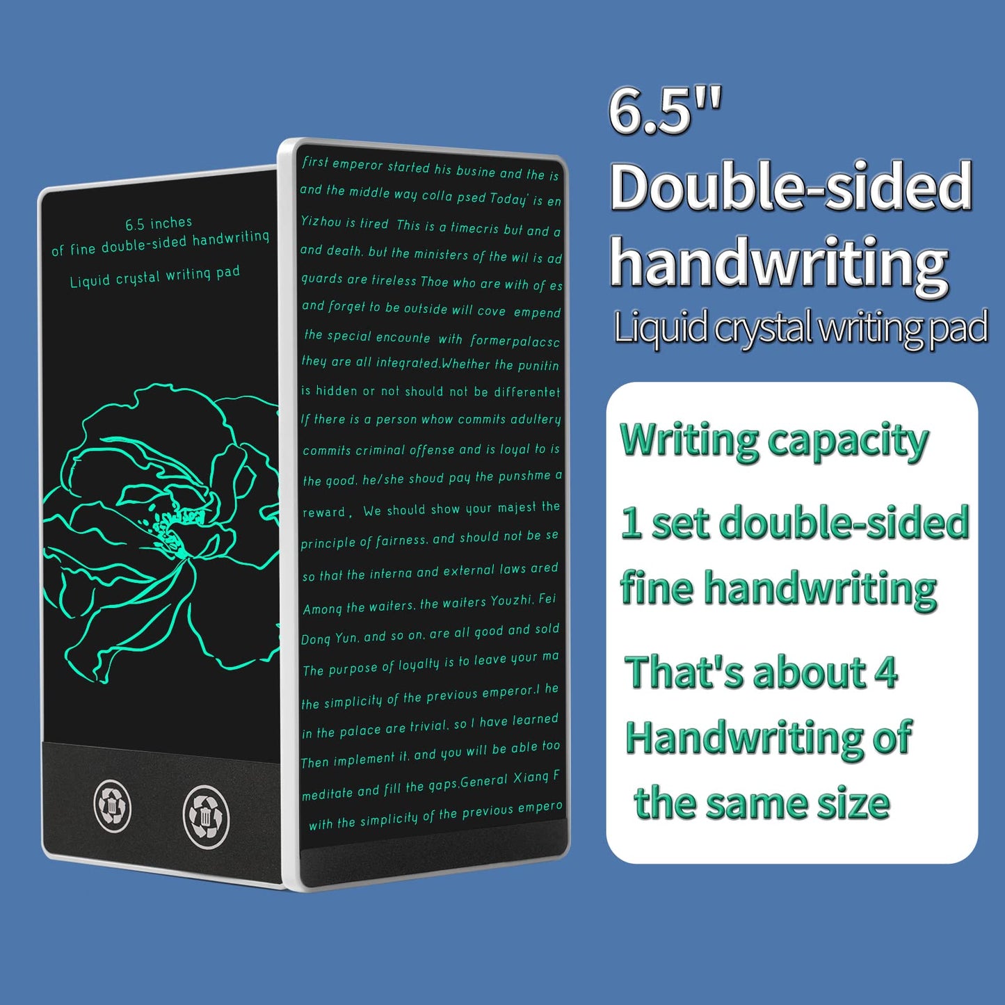 Amoretti Sonnet Mini LCD Writing Tablet – 6.5in Double-Sided Erasable Pad (Black)