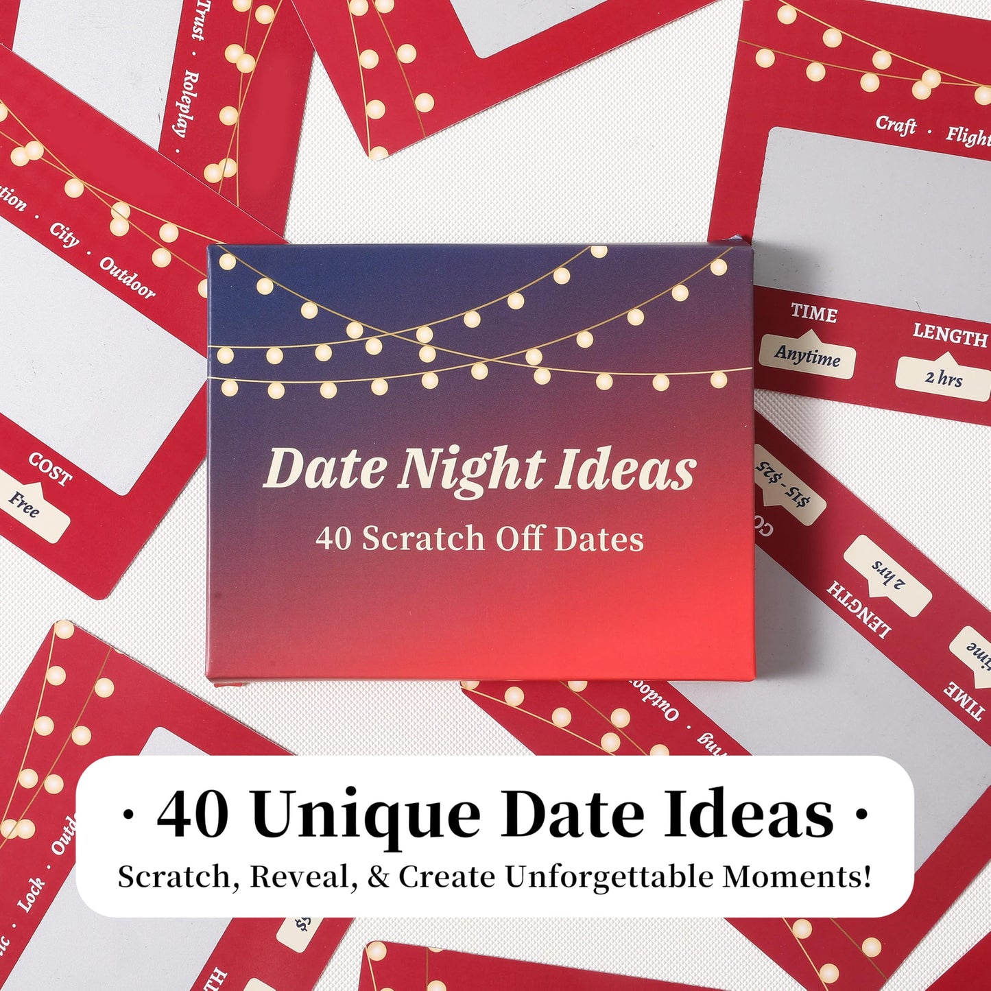 Amoroud 40 Scratch-Off Date Night Cards | Fun Couple Gift for Lovers, Valentines & Anniversaries