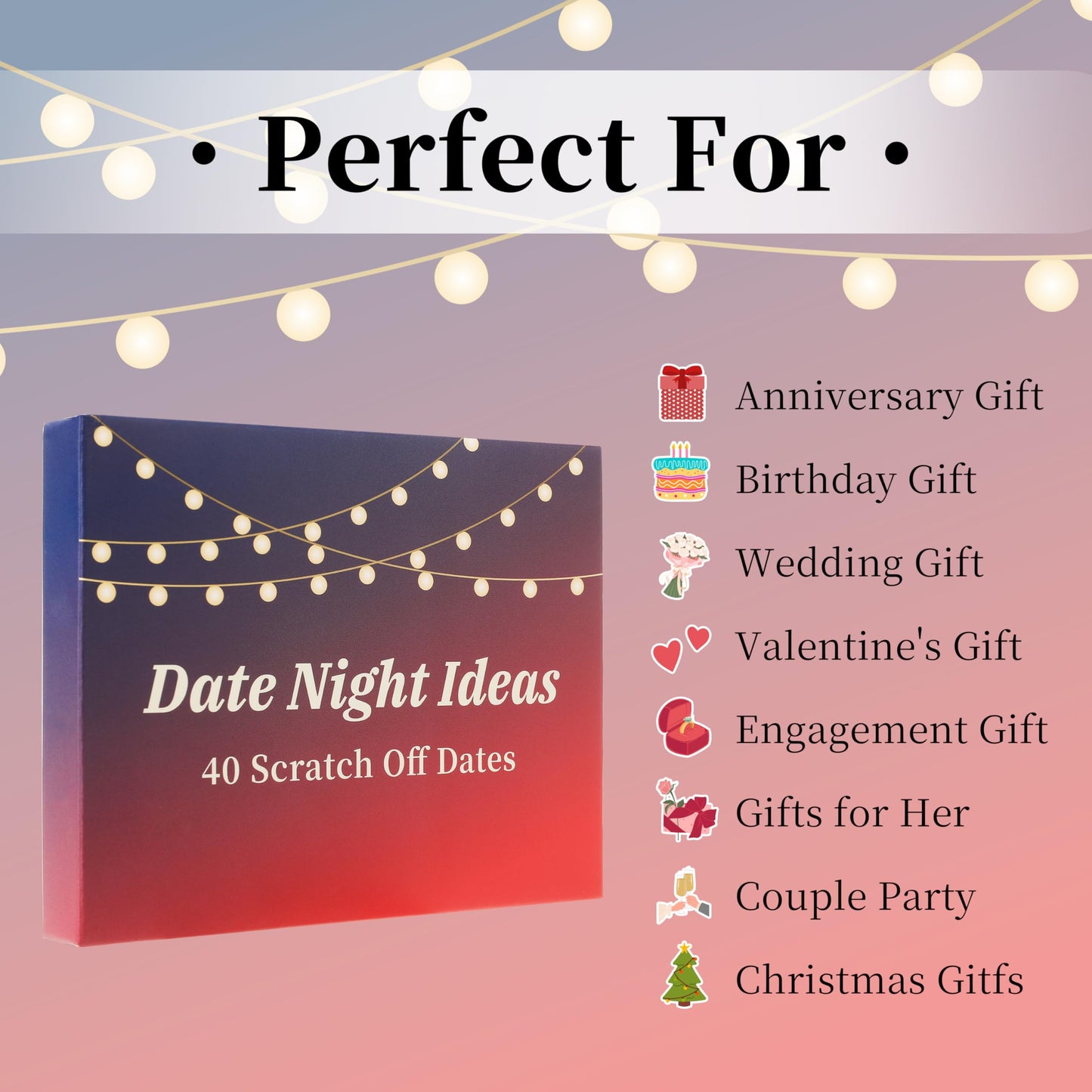 Amoroud 40 Scratch-Off Date Night Cards | Fun Couple Gift for Lovers, Valentines & Anniversaries