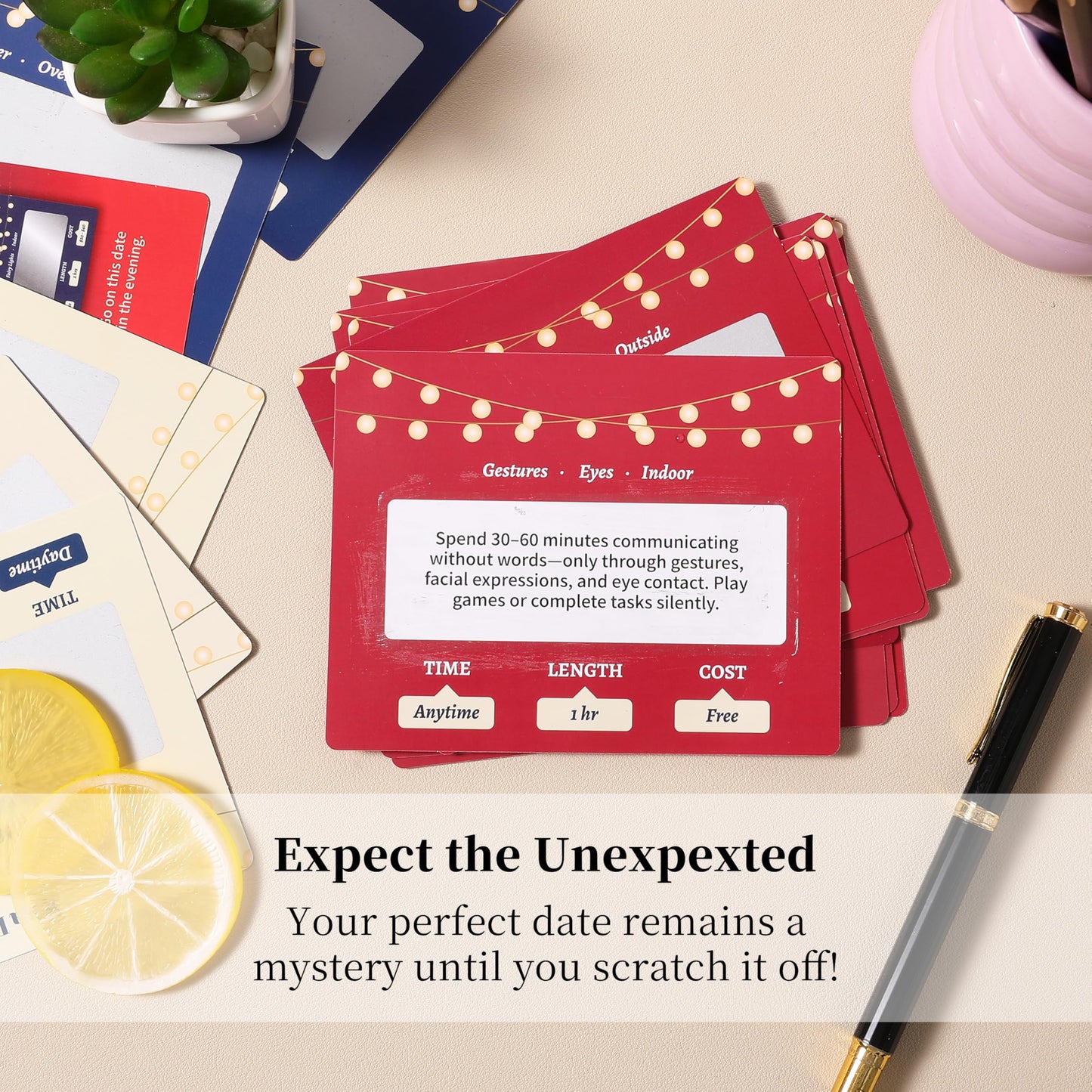 Amoroud 40 Scratch-Off Date Night Cards | Fun Couple Gift for Lovers, Valentines & Anniversaries
