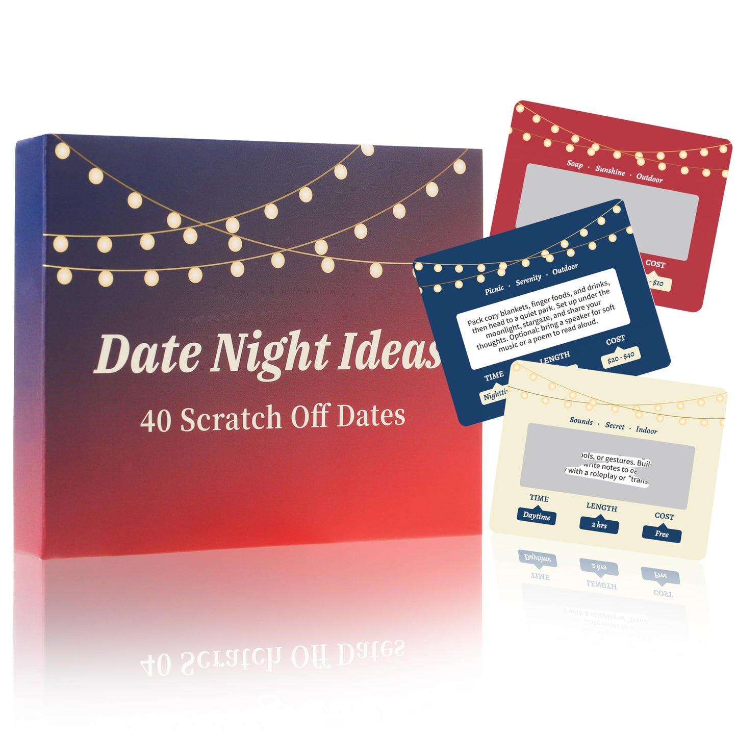 Amoroud 40 Scratch-Off Date Night Cards | Fun Couple Gift for Lovers, Valentines & Anniversaries