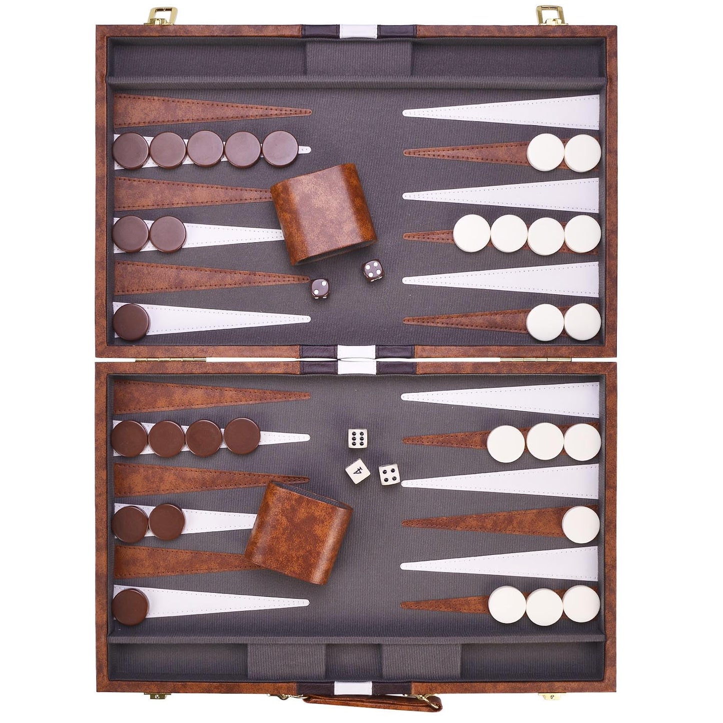 AMEROUS Backgammon Set 18-Inch with Leather Case | Portable Folding Board for Travel & Family Play