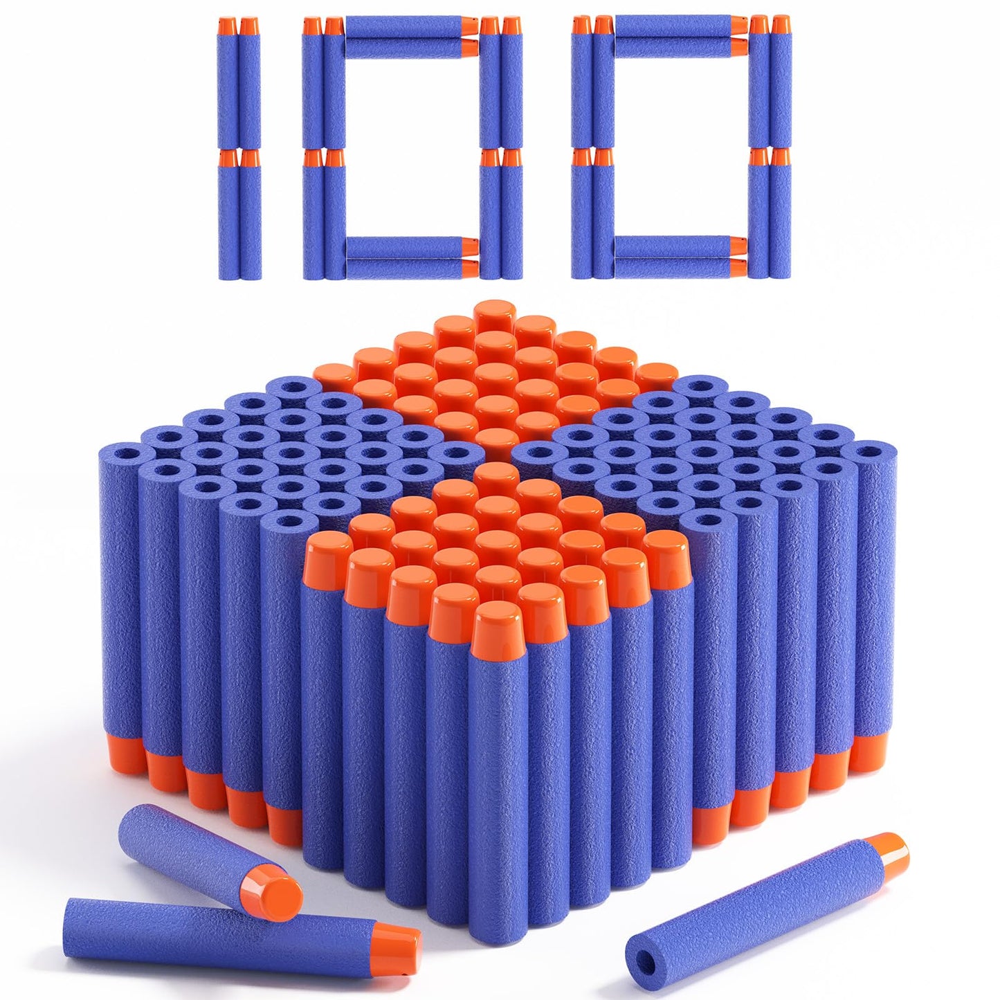 AMOSTING Refill Darts 100pcs for Nerf Elite 2.0 – DinoSquad Foam Darts Blue