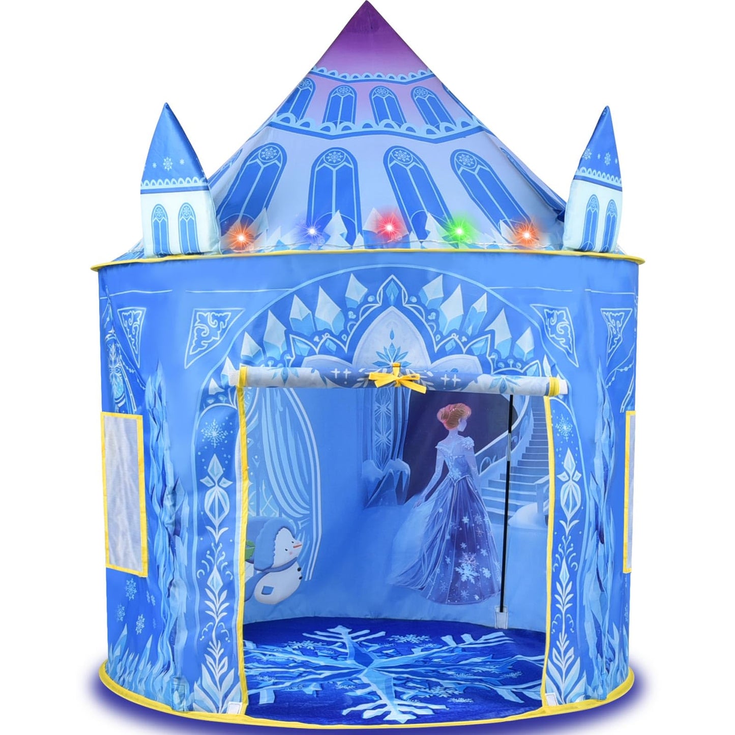 Amplov Princess Pop Up Play Tent – Frozen Ice Castle with LED Lights (53x41 in)