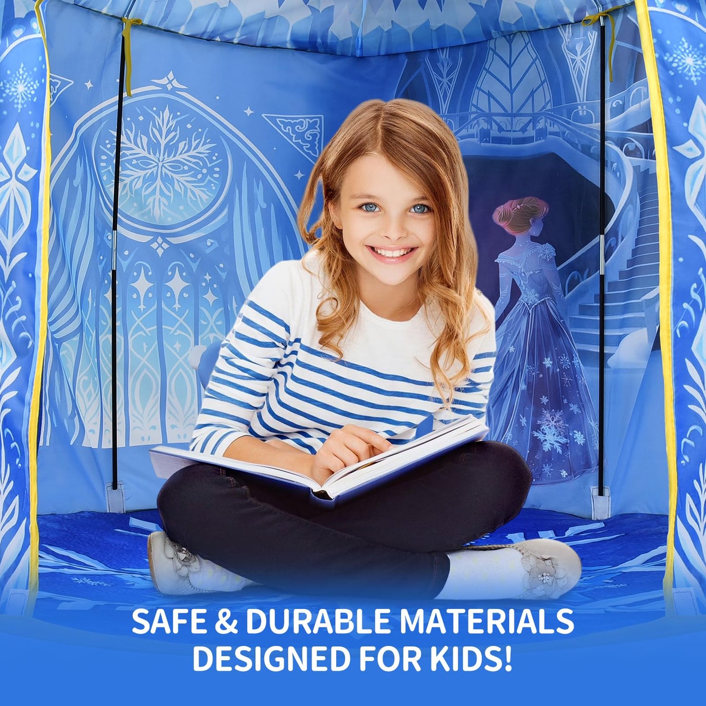 Amplov Princess Pop Up Play Tent – Frozen Ice Castle with LED Lights (53x41 in)