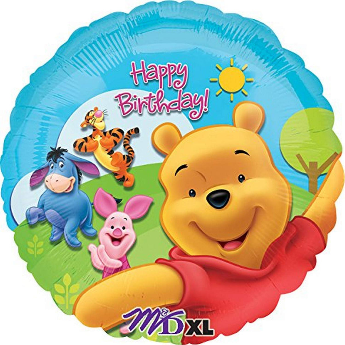 Amscan Pooh and Friends Sunny Birthday Foil Balloon Pack, 18" Multicolor
