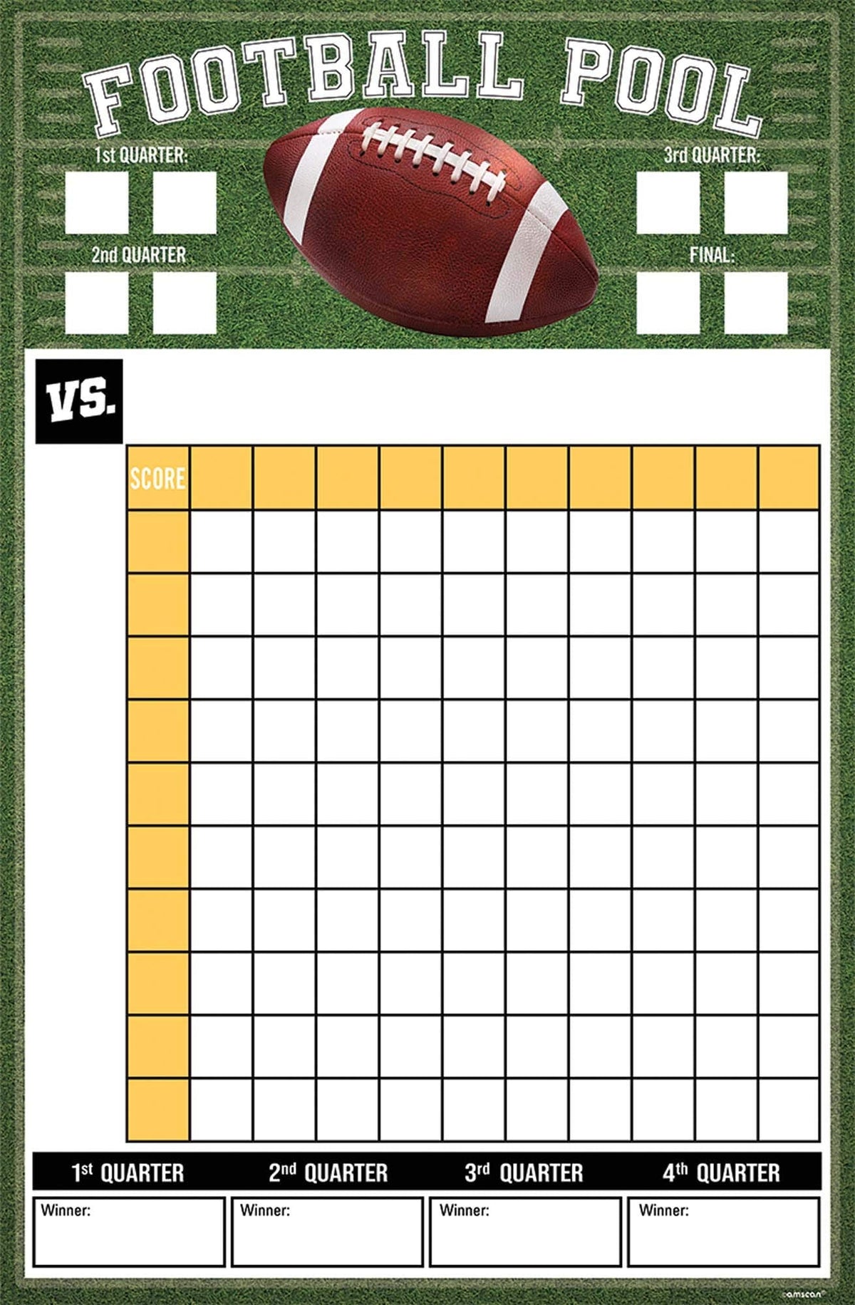 Amscan Ultimate Football Pool Game with Ribbons - 18x27.5 (1 Set)