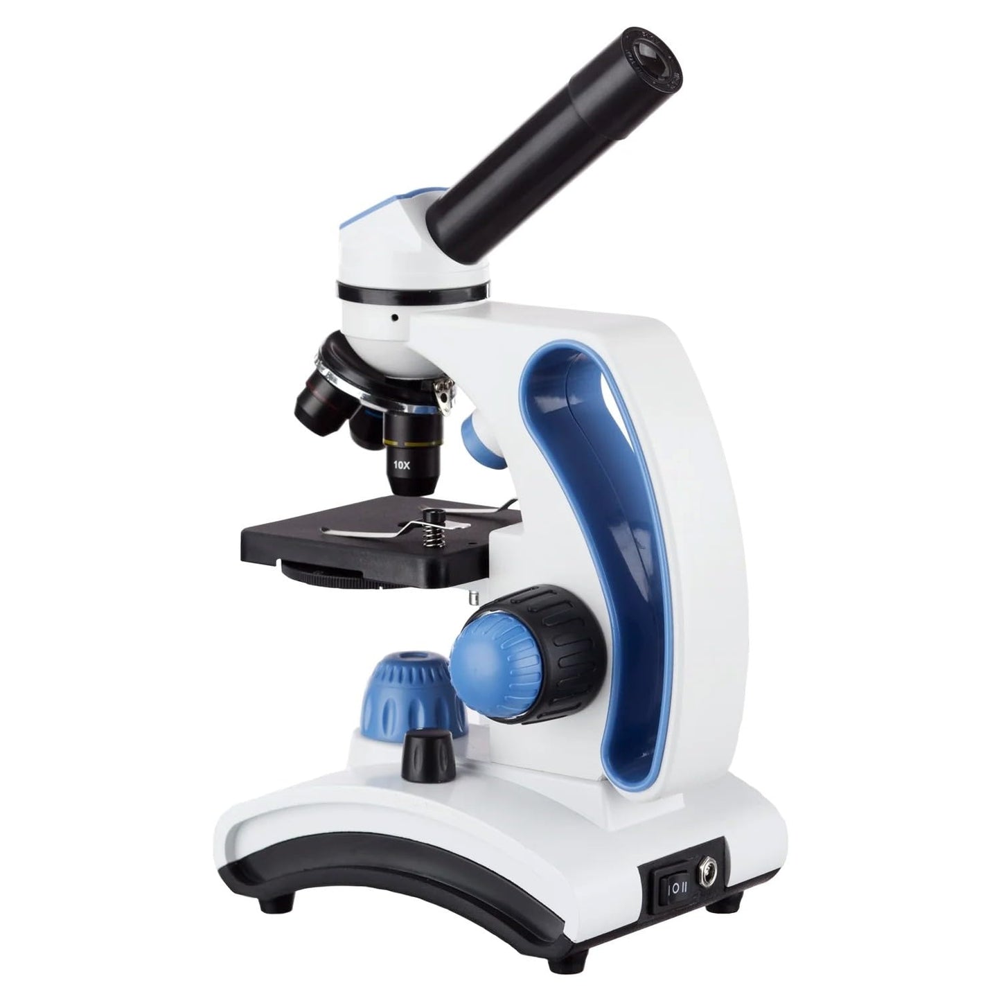 AmScope M162C-2L-PB10-WM Awarded 2018 Best Students & Kids Microscope Kit — 40X-1000X Dual LED, Slides + Book, Blue