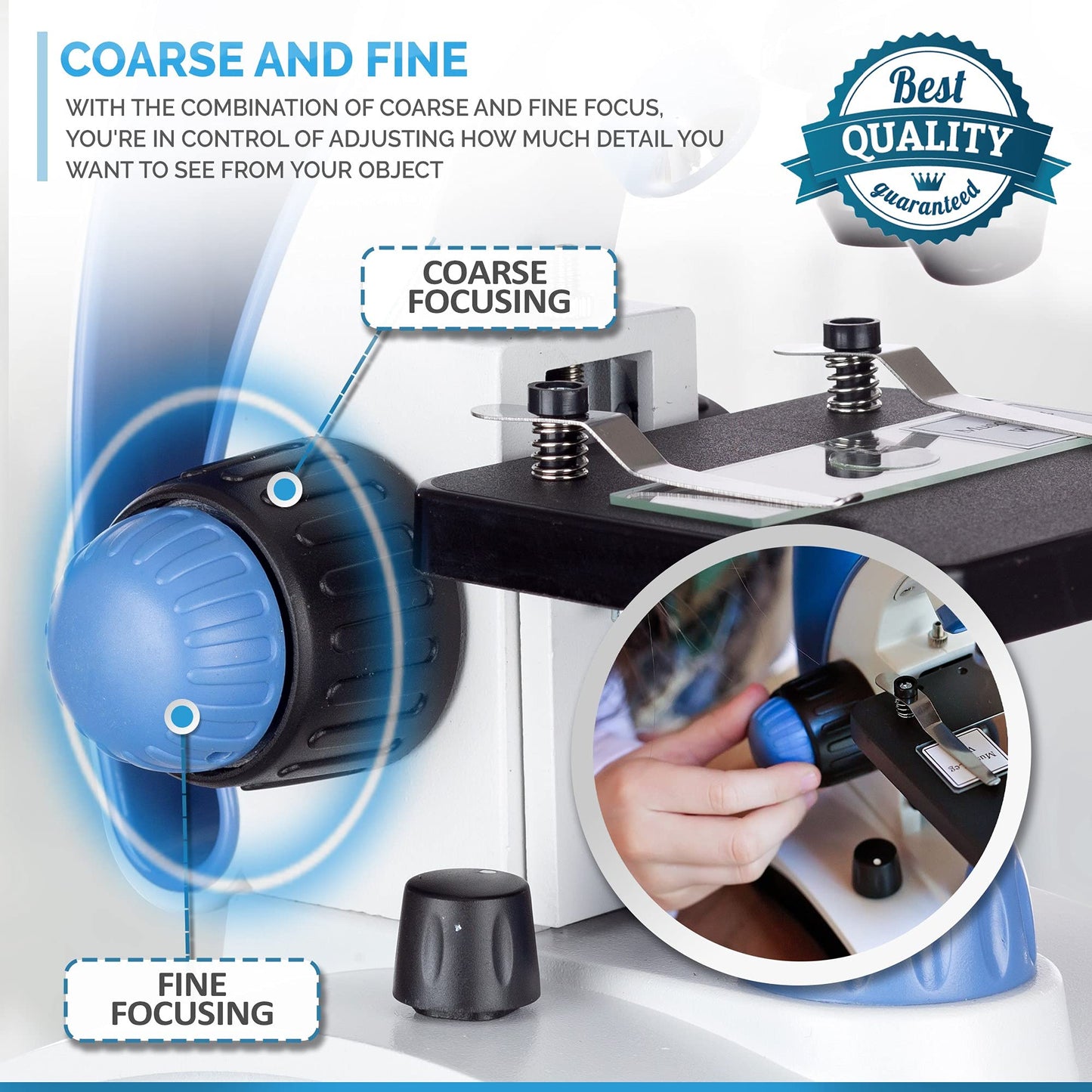 AmScope M162C-2L-PB10-WM Awarded 2018 Best Students & Kids Microscope Kit — 40X-1000X Dual LED, Slides + Book, Blue