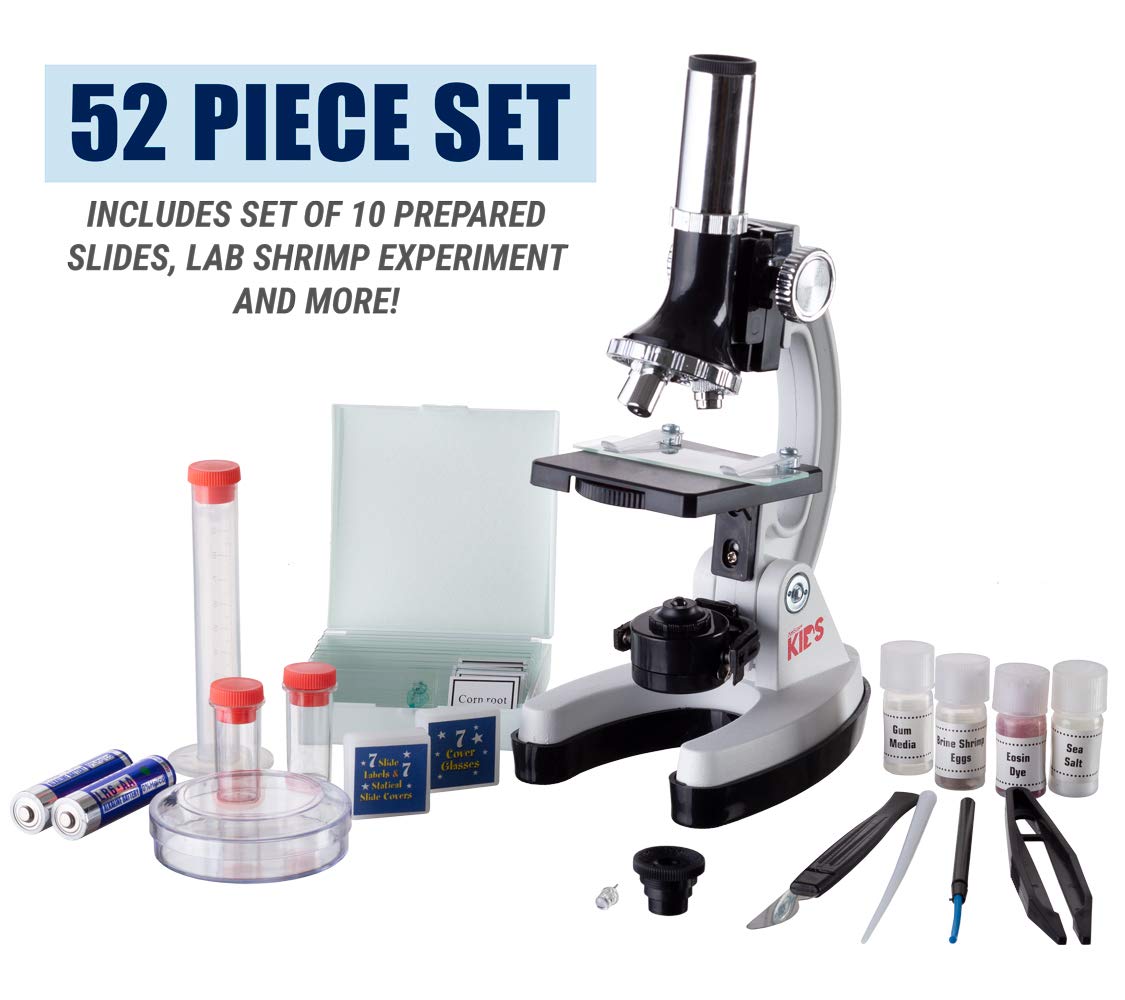 AmScope M30-ABS-KT2-W-WM 1200X Kids Microscope Kit – 52-Piece Set with LED Light, Case & Slides