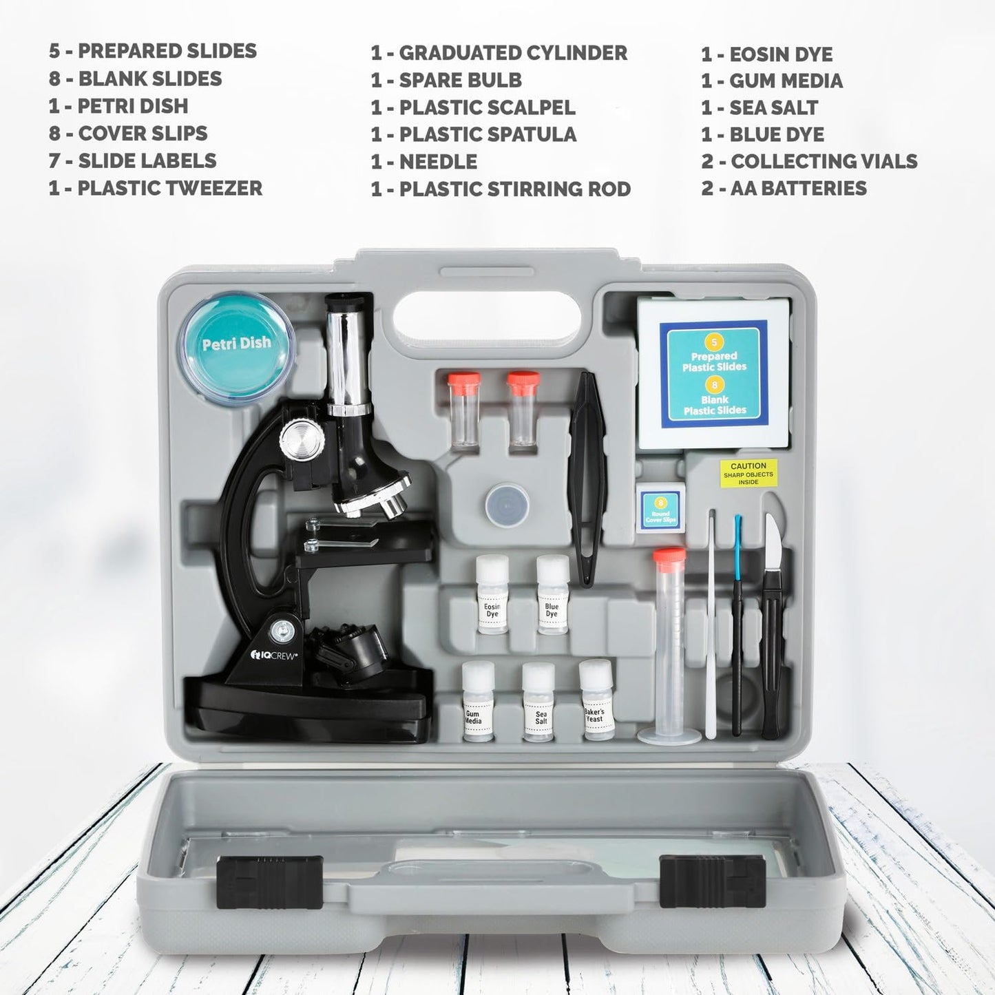 AmScope M30 Series 52-Piece STEM Microscope Kit for Kids | Portable Monocular Microscope