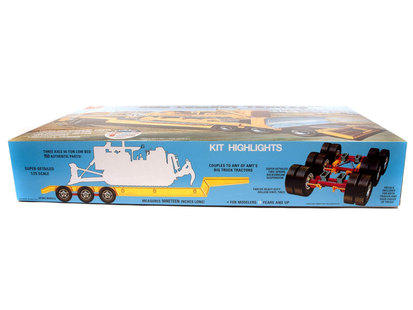 AMT 1:25 Scale Lowboy Trailer & Bulldozer Model Kit (AMT1218) – Black