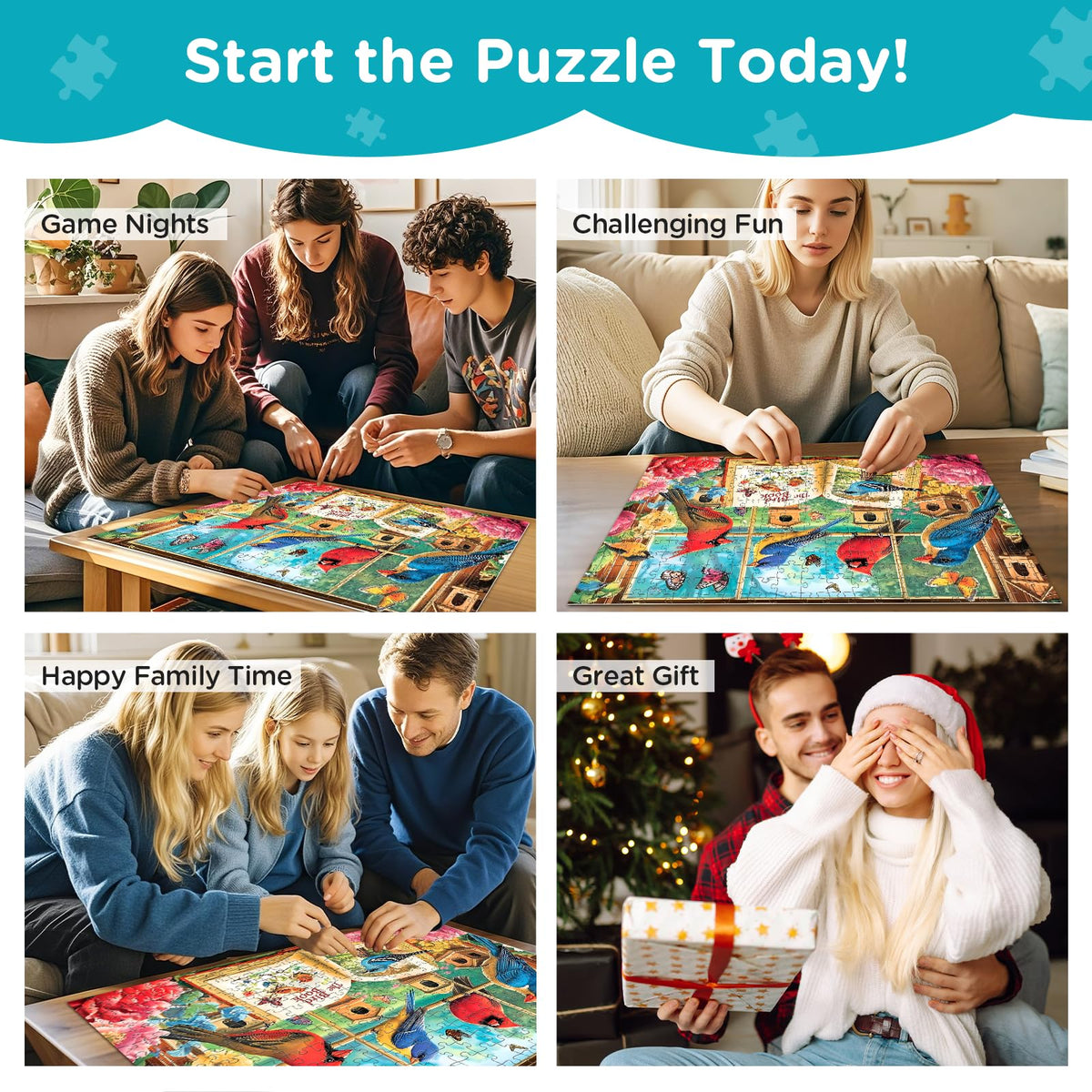 Amusding 300-Piece Jigsaw Puzzle: Bird Book for Kids, Adults & Seniors