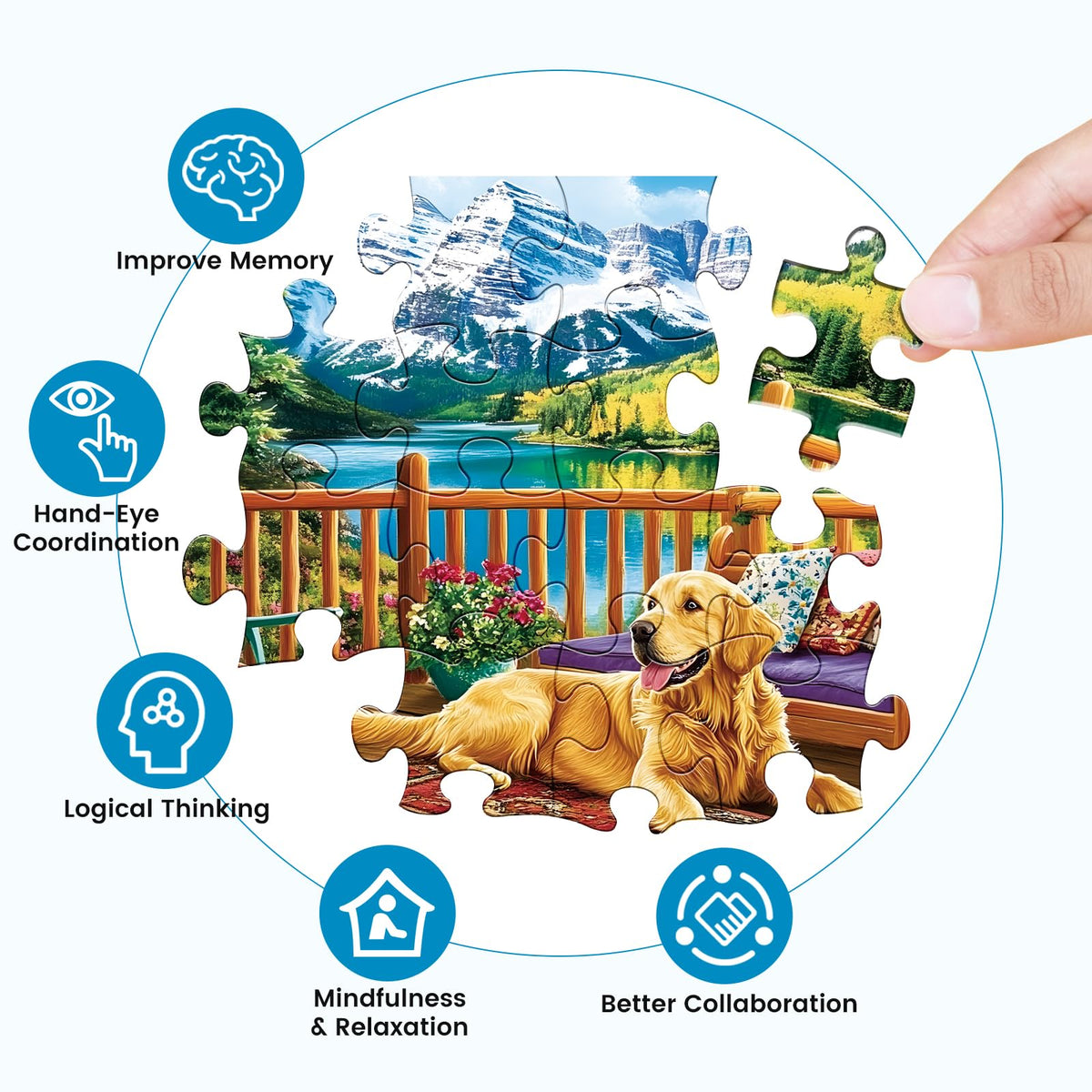 Amusding 500-Piece Dog Mountain Jigsaw Puzzle for Adults - Recycled Cardboard, 20.5x15 in
