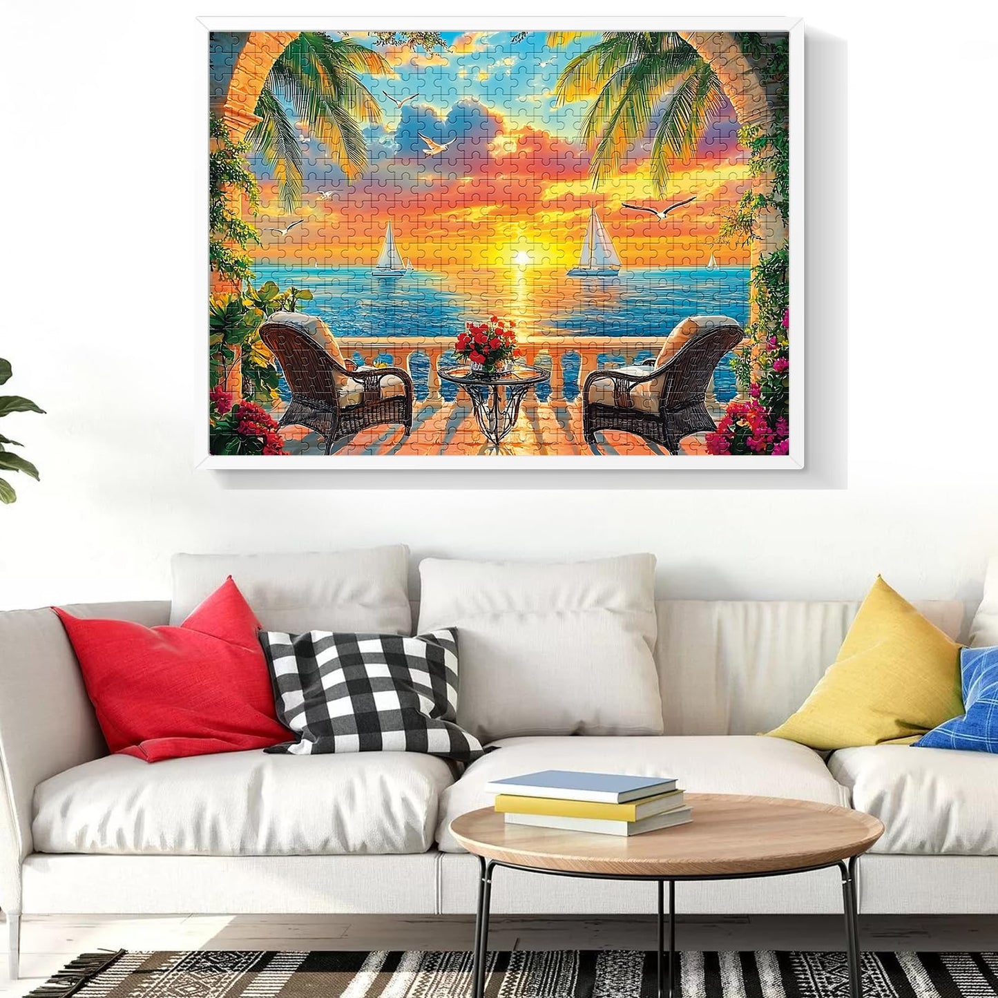 Amusding 500-Piece Ocean Sunset Puzzle for Adults | Recyclable Cardboard, HD Print