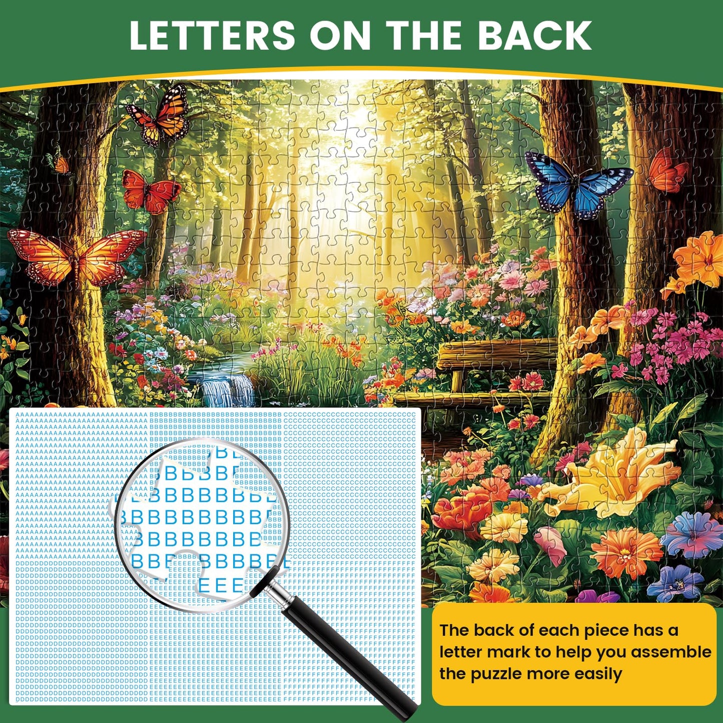Amusding 500 Piece Forest Butterfly Puzzle for Adults — Challenging Yet Relaxing Family Activity
