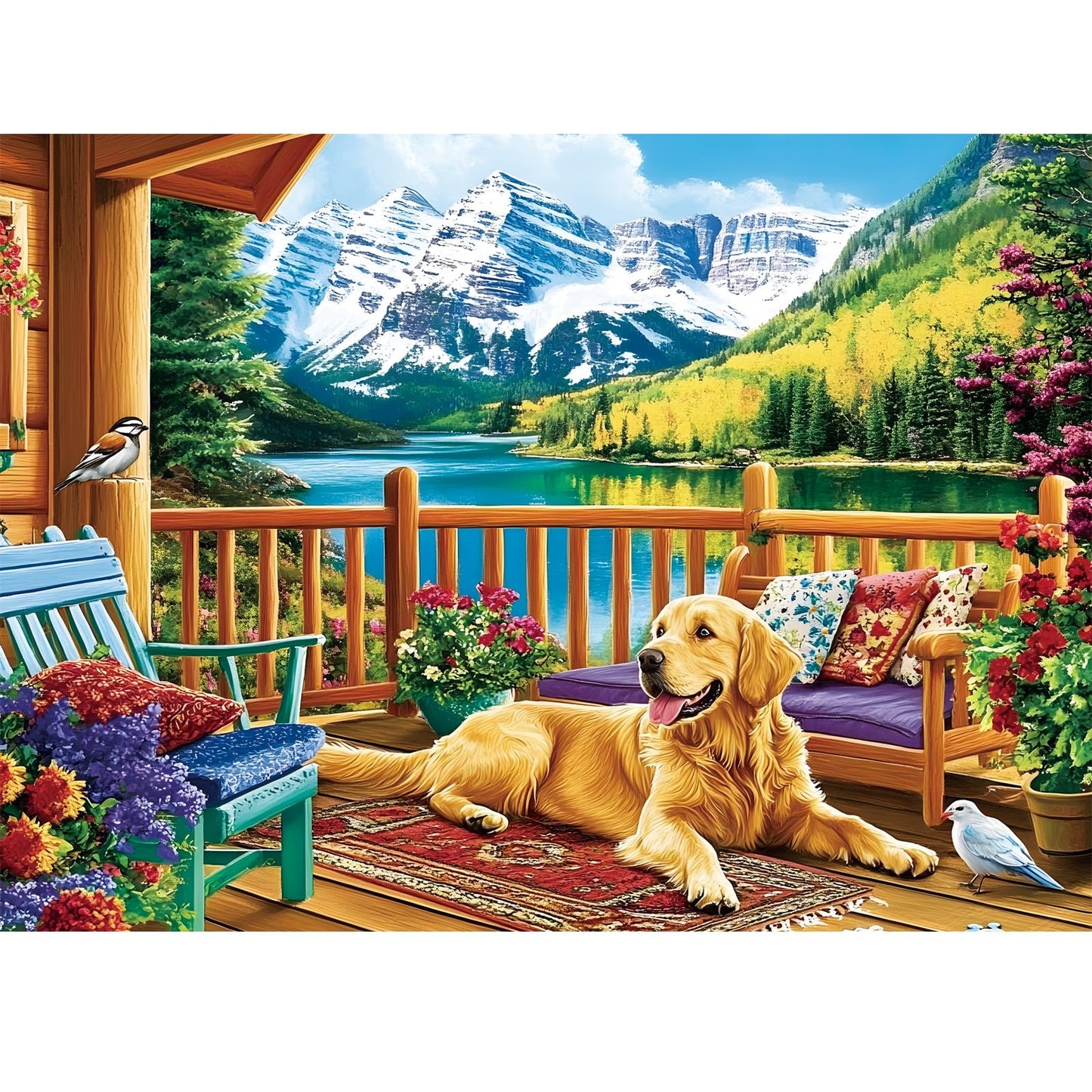 Amusding 500-Piece Dog Mountain Jigsaw Puzzle for Adults - Recycled Cardboard, 20.5x15 in