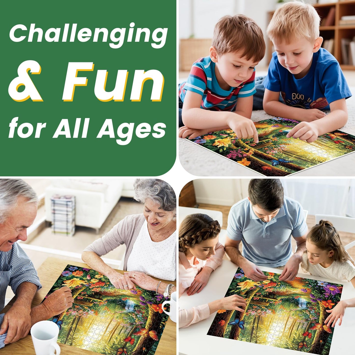 Amusding 500 Piece Forest Butterfly Puzzle for Adults — Challenging Yet Relaxing Family Activity