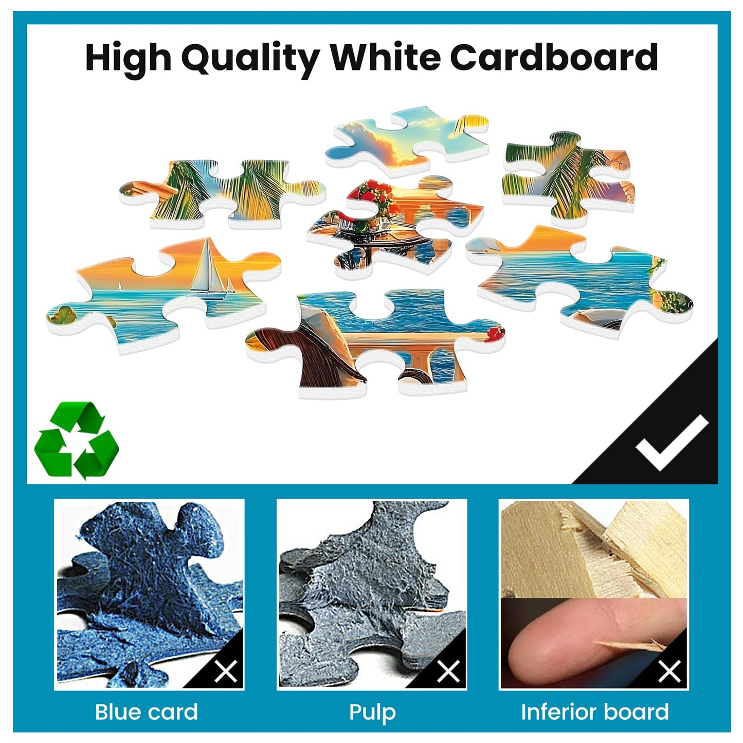 Amusding 500-Piece Ocean Sunset Puzzle for Adults | Recyclable Cardboard, HD Print