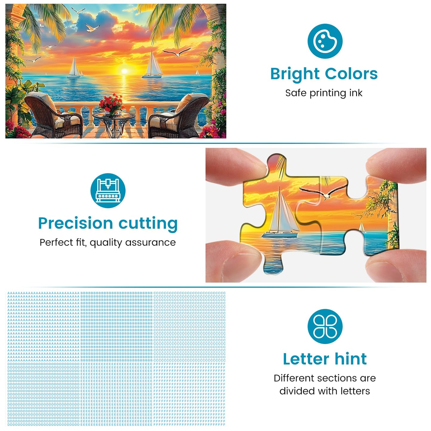 Amusding 500-Piece Ocean Sunset Puzzle for Adults | Recyclable Cardboard, HD Print