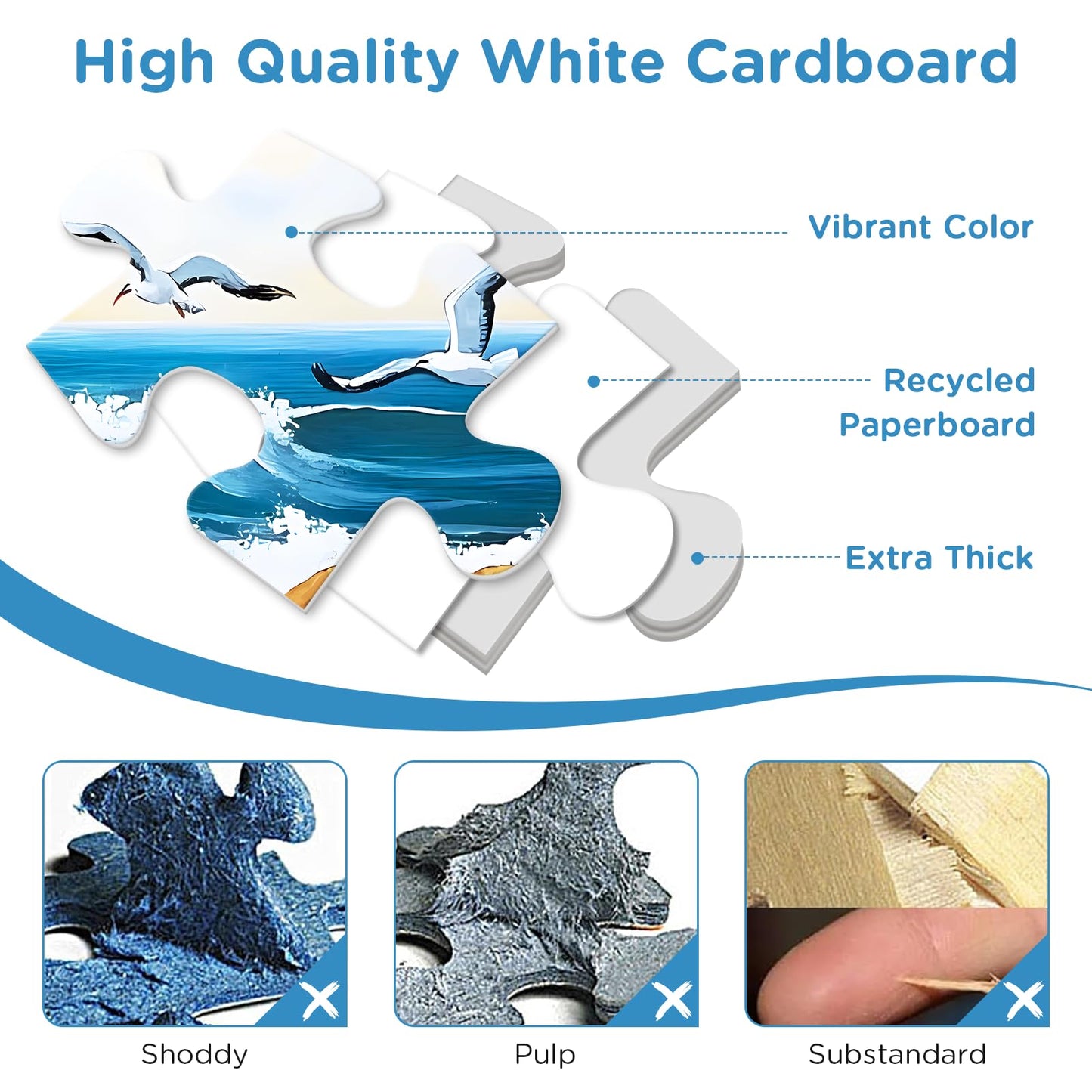 Amusding 500-Piece Jigsaw Puzzle: Seagull Carriage, Thick Cardboard, Vibrant & Challenging