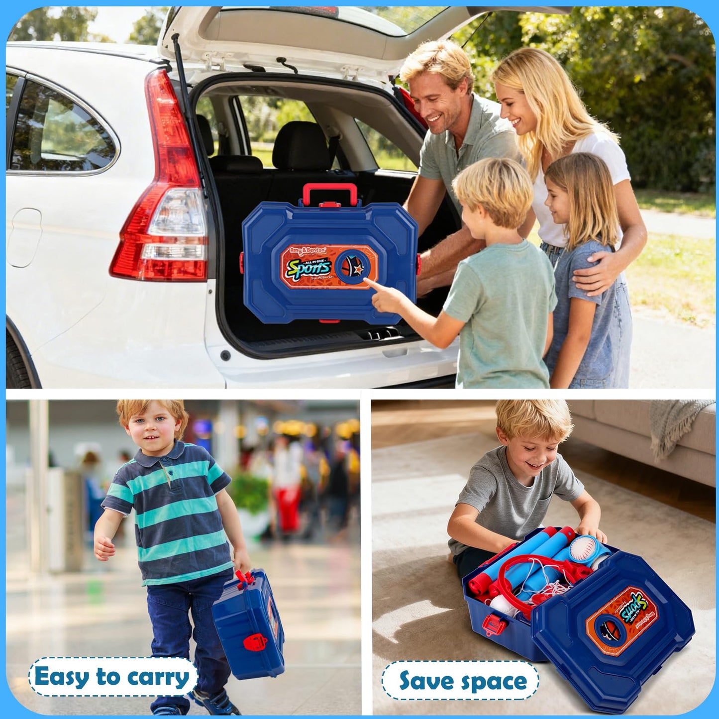 Amy & Benton 4-in-1 Kids Basketball Hoop & Tball Set – Adjustable, Portable Indoor/Outdoor Toy (Ages 3-8)