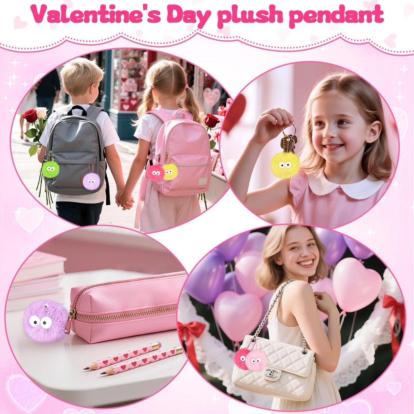 Amy & Benton 28-Pack Valentines Day Gift Set — Monster Plush Keychains, Cards & Gift Bags