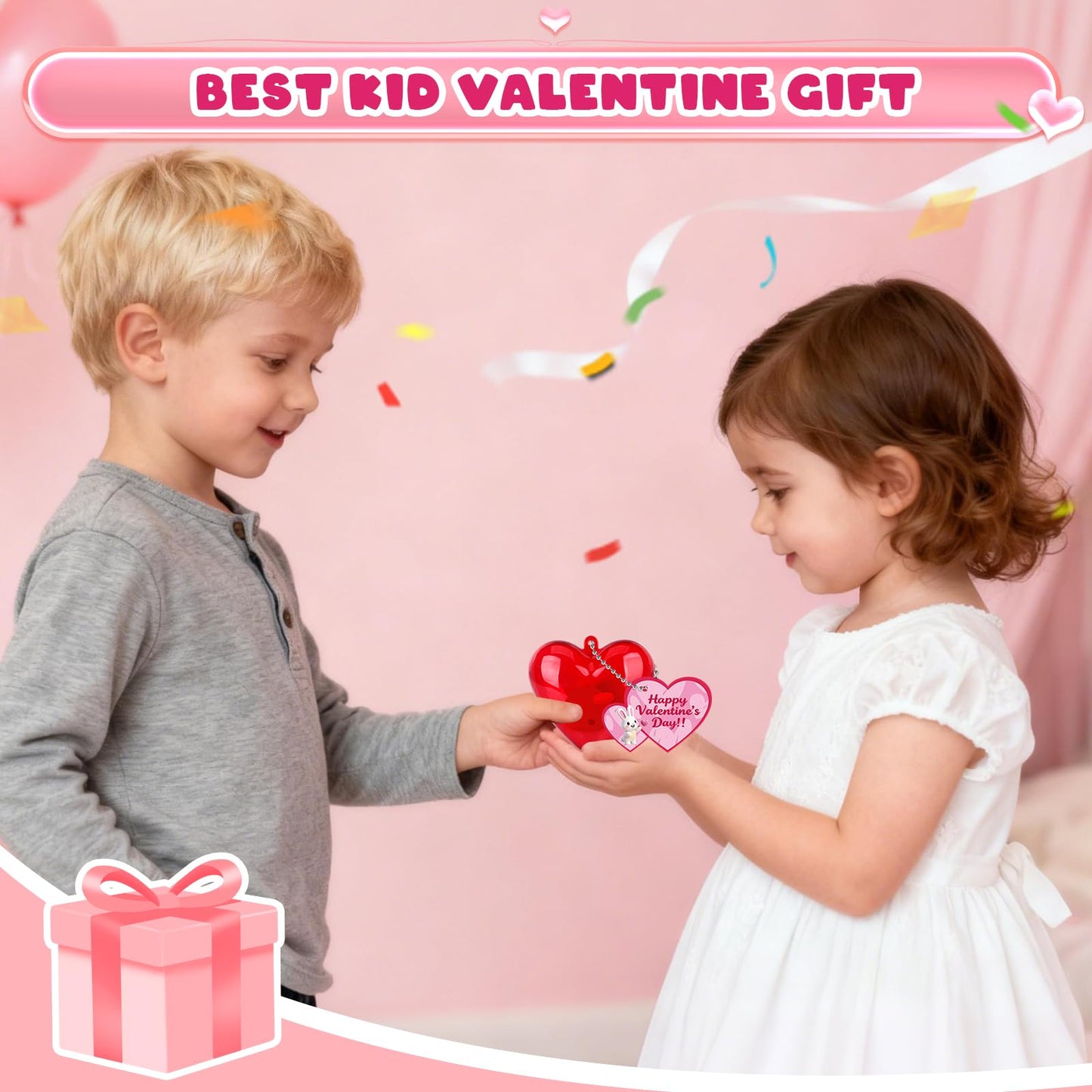Amy & Benton 28-Pack Valentine Squishy Toys with Cards & Heart Boxes