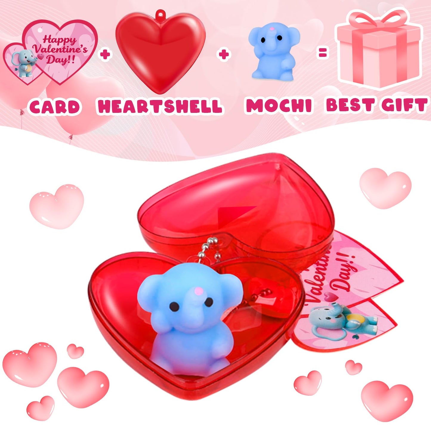 Amy & Benton 28-Pack Valentine Squishy Toys with Cards & Heart Boxes