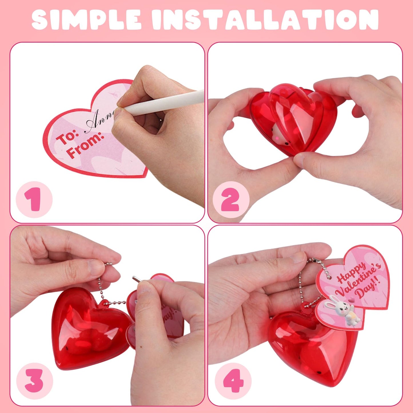 Amy & Benton 28-Pack Valentine Squishy Toys with Cards & Heart Boxes