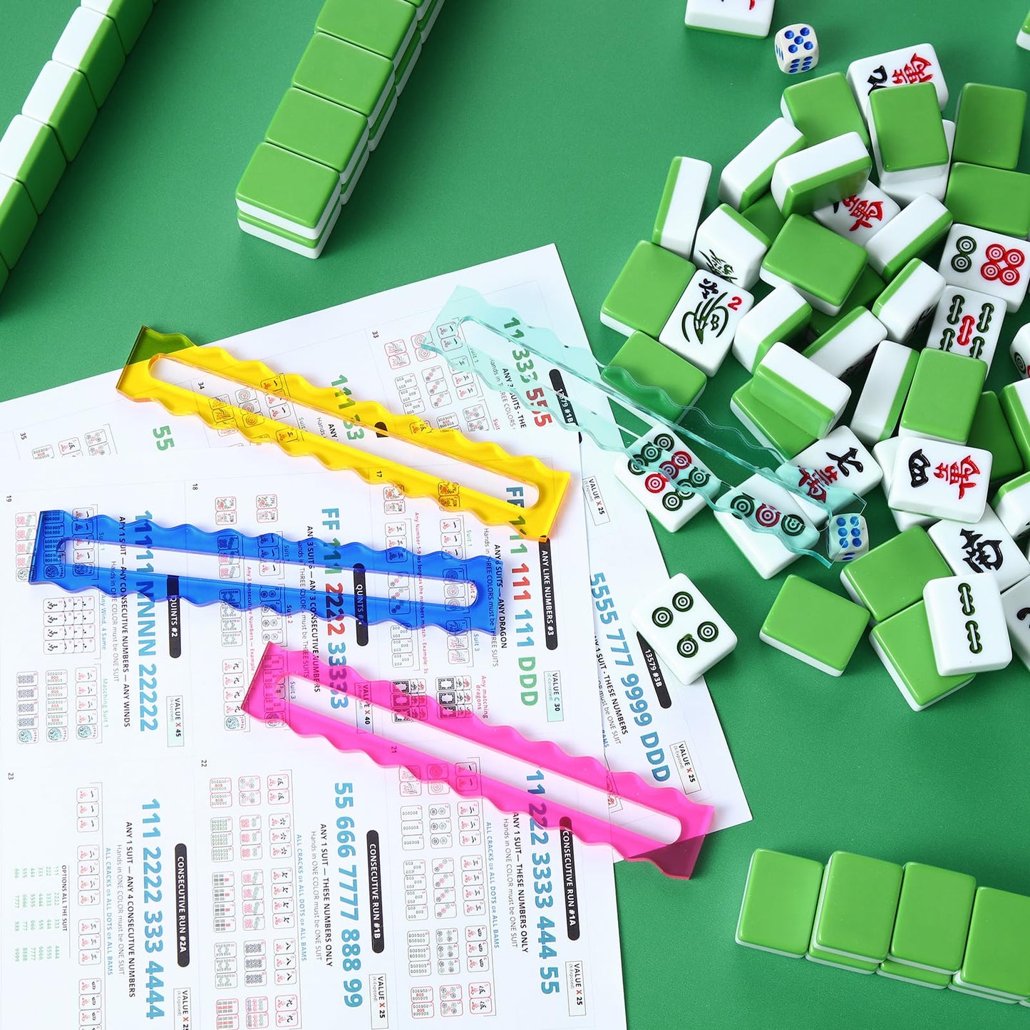 Amyhill 4 Pack Mahjong Guide Line Finder – Acrylic Colorful Rules Reader for Beginners