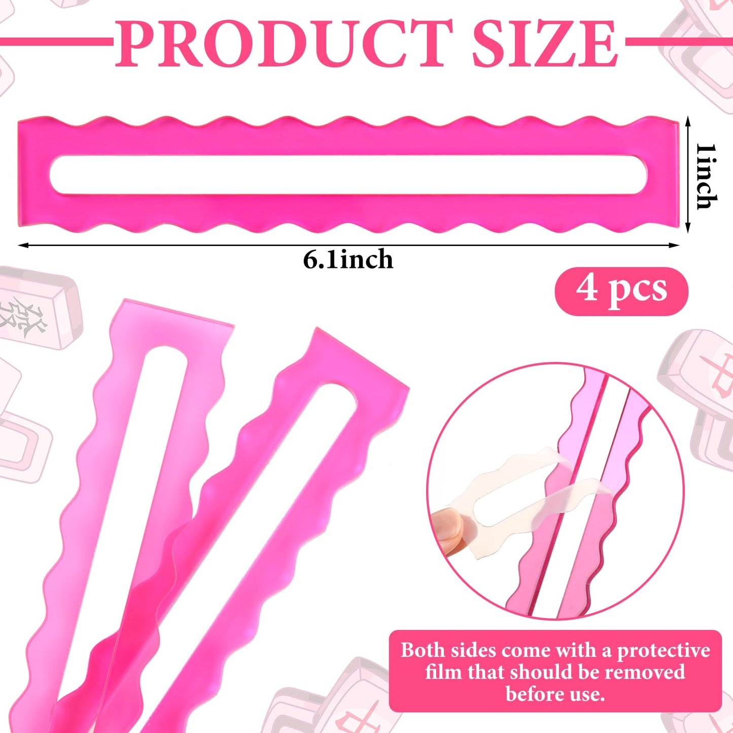 Amyhill 4-Pack Mahjong Guide Line Finder – Pink Acrylic Rules Helper for Beginners