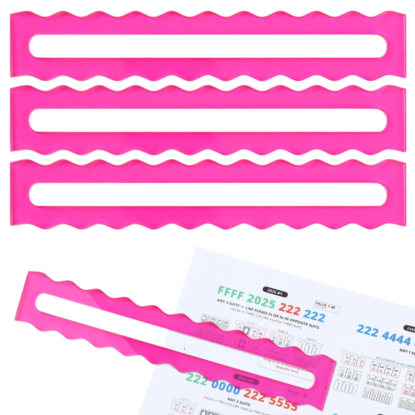 Amyhill 4-Pack Mahjong Guide Line Finder – Pink Acrylic Rules Helper for Beginners