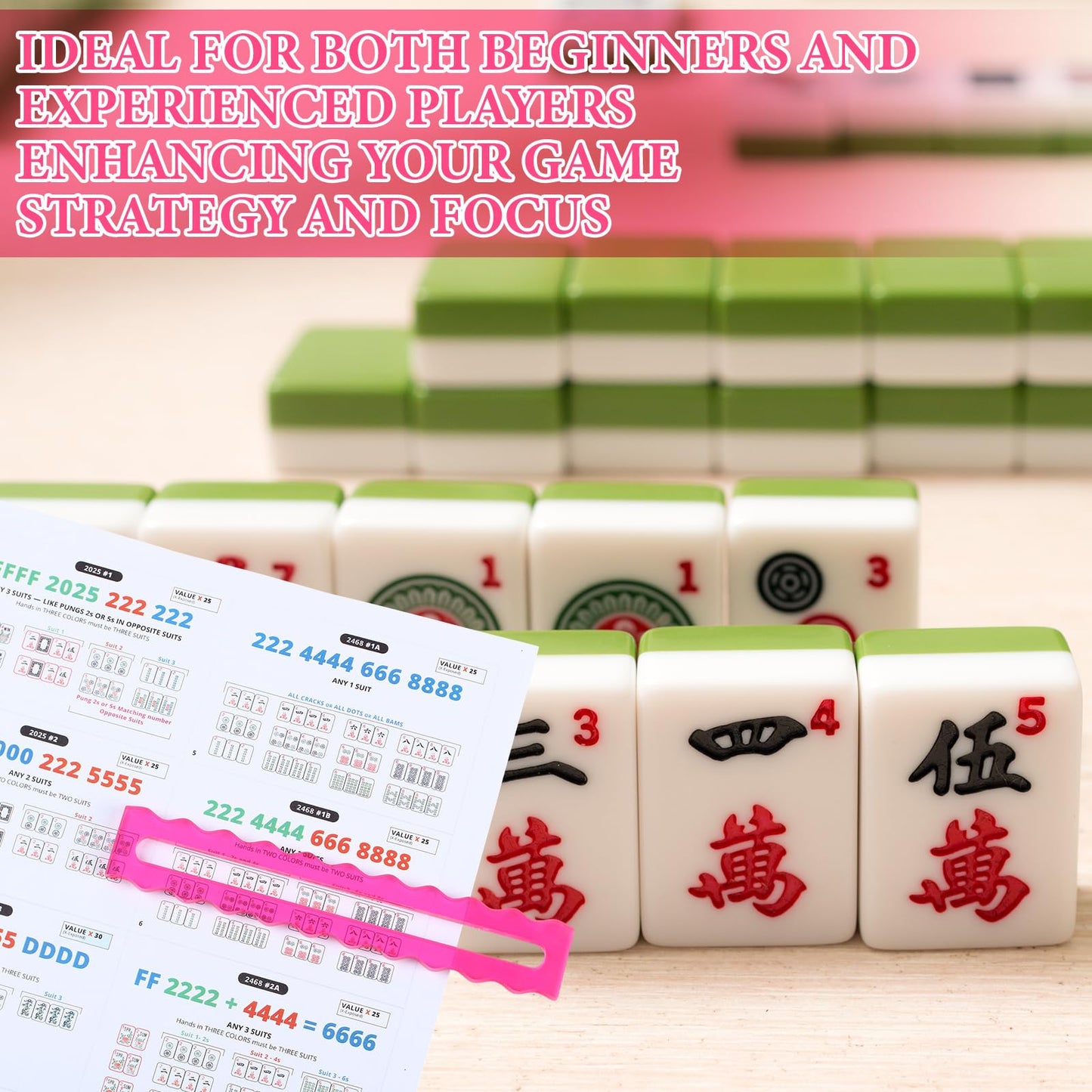 Amyhill 4 Pack Mahjong Guide Line Finder – Acrylic Colorful Rules Reader for Beginners