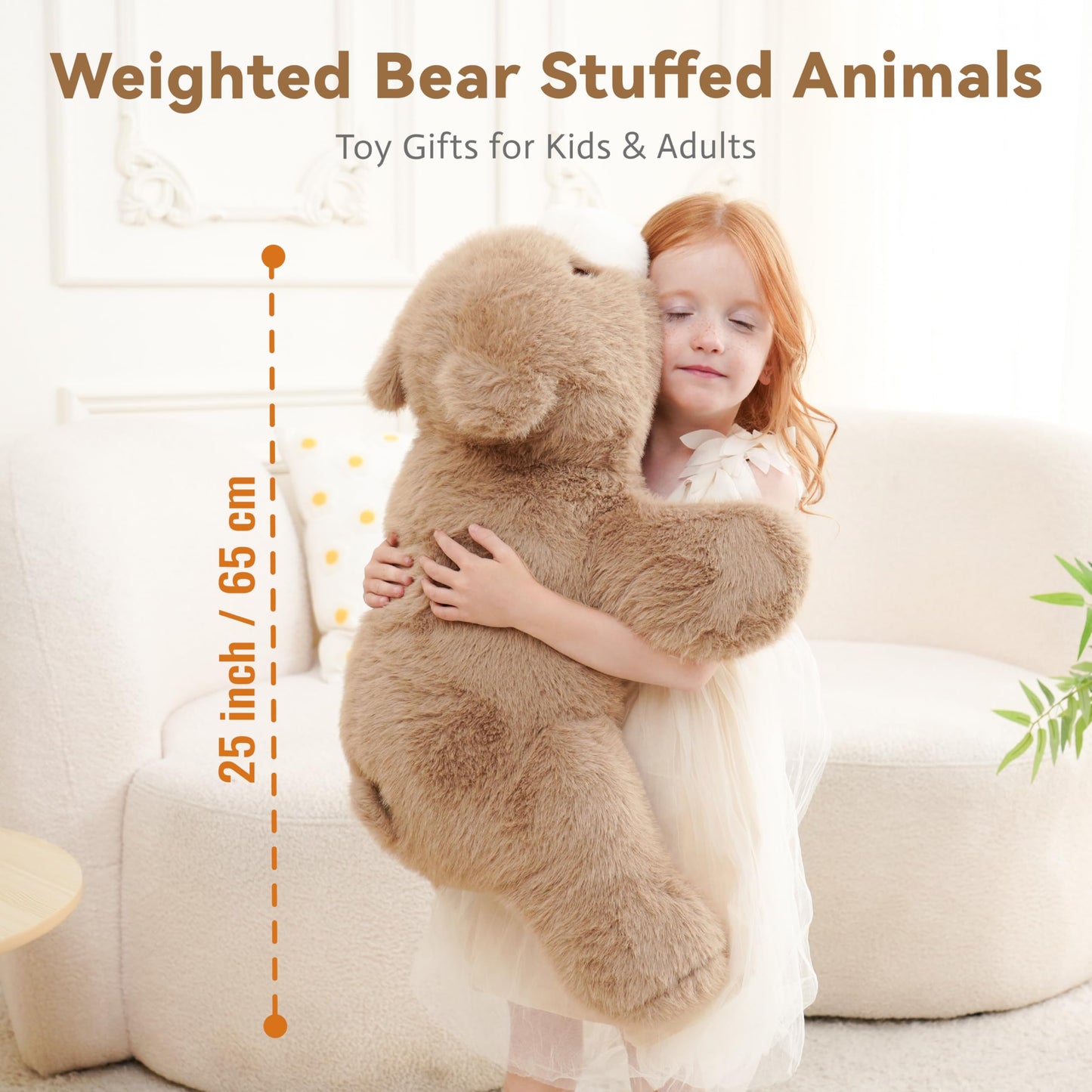 AmyToo Weighted Bear Plush 25in, 4.5 lb – Cozy Hug Toy for All Ages