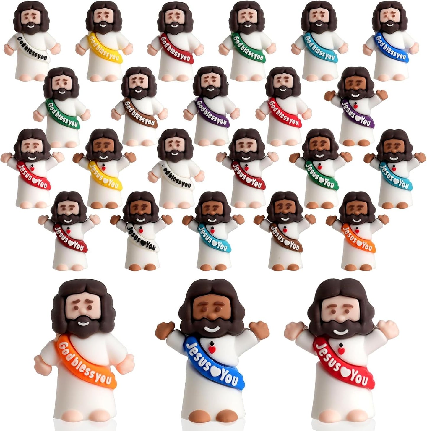 AMZFAVOR 200pcs Little Jesus Figures – Multicolor Mini PVC Figurines for Easter & Sunday School