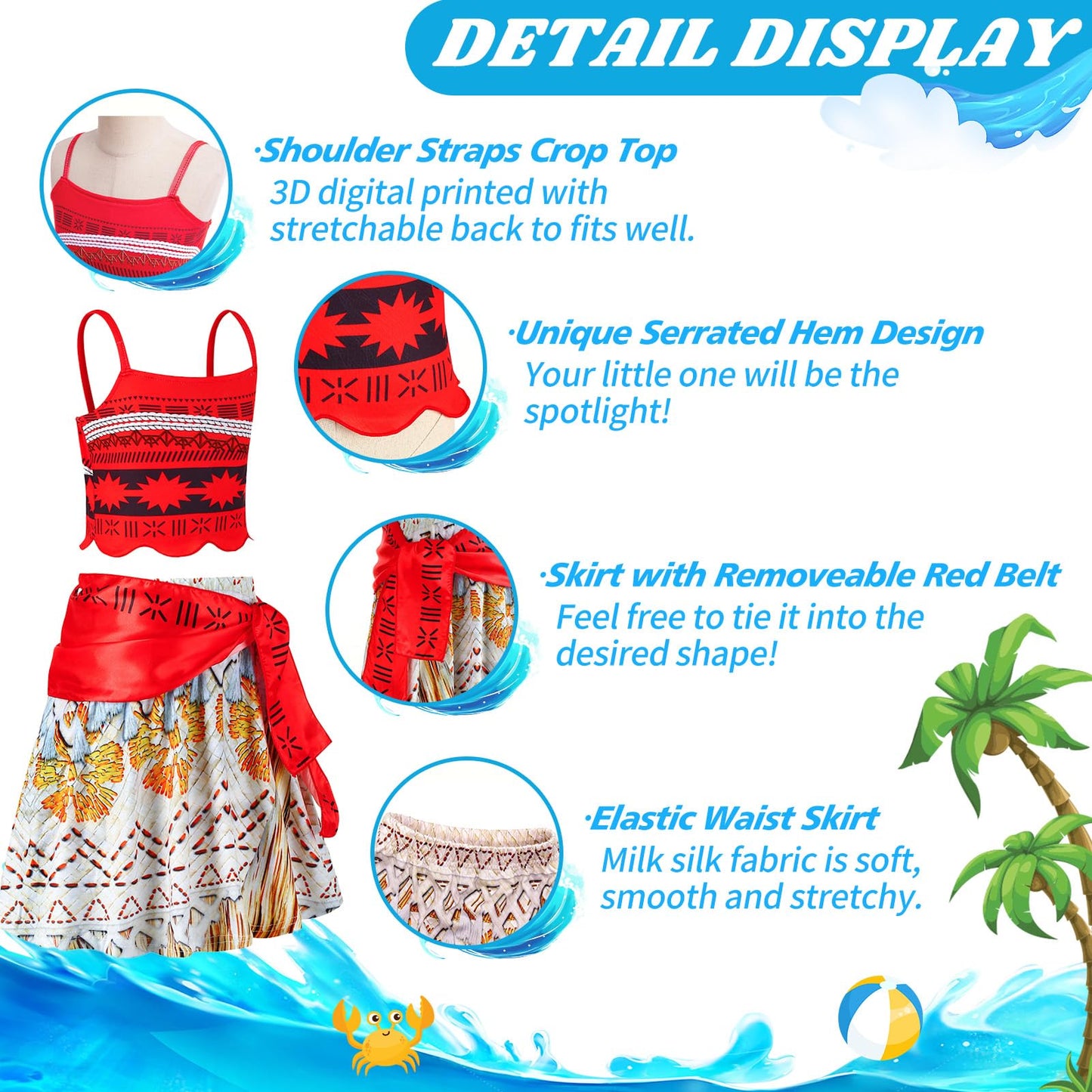 AmzManch Girls Princess Costume Set - Toddler Dress Up Skirt Outfit 8/7-8 Years