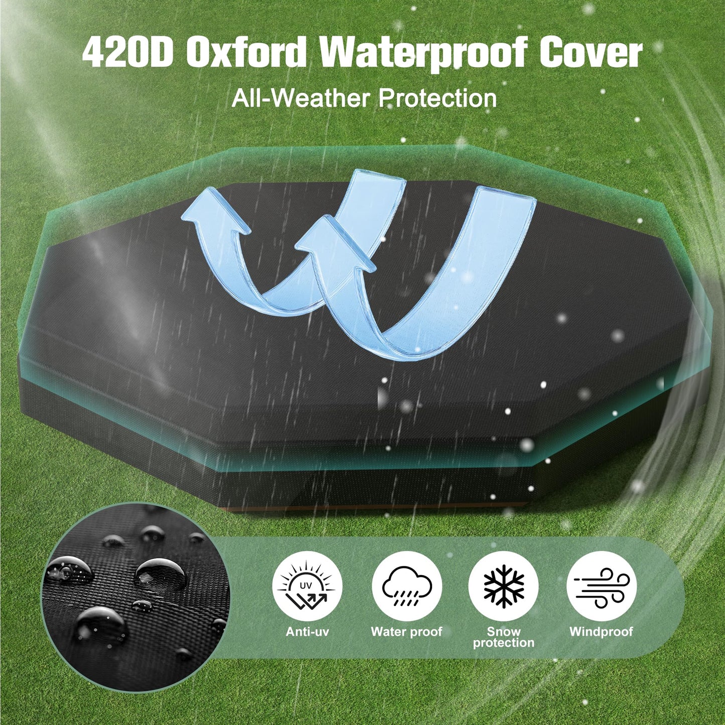 AMZOSS 85x78 Octagon Sandbox with Waterproof Cover & Liner | Large Fir Wood Sandbox for Kids