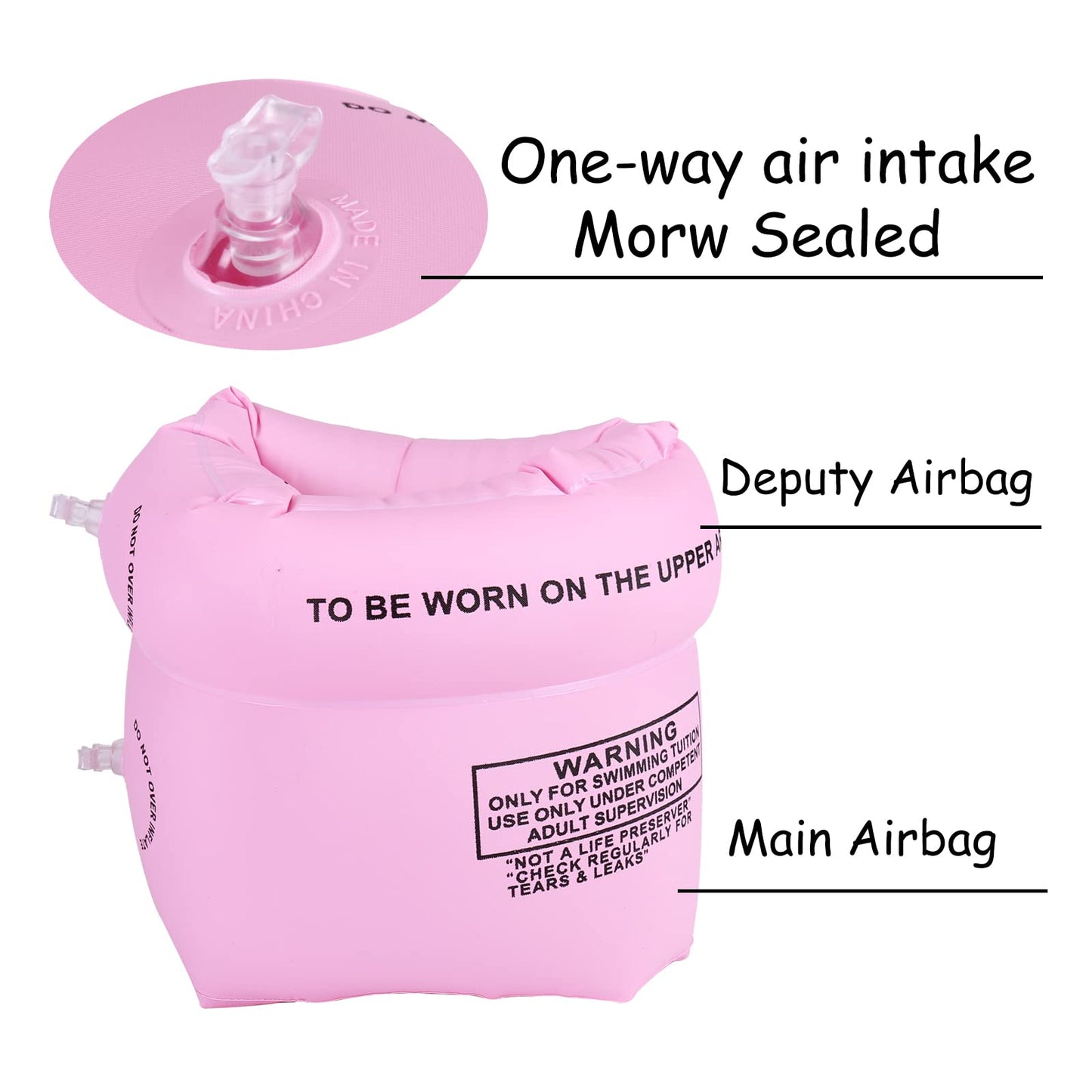 AMZQNART 4 Pcs Arm Floaties – Inflatable Swim Arm Bands for Kids, Toddlers & Adults (Pink & Blue)
