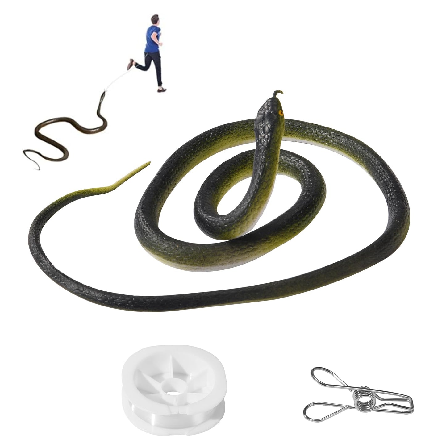 ANABIUP Fake Snake Prank Kit – 1.2m Realistic Rubber Snake with String and Clip