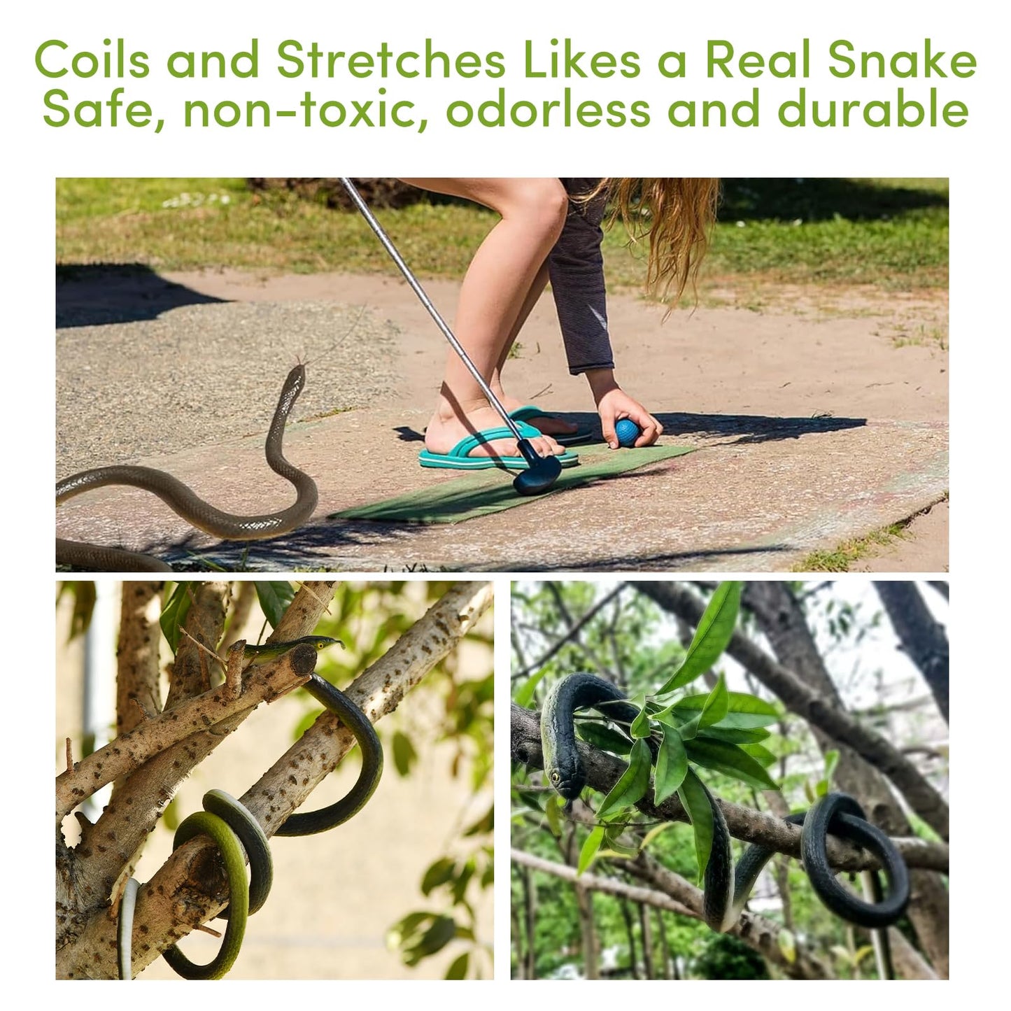 ANABIUP Fake Snake Prank Kit – 1.2m Realistic Rubber Snake with String and Clip