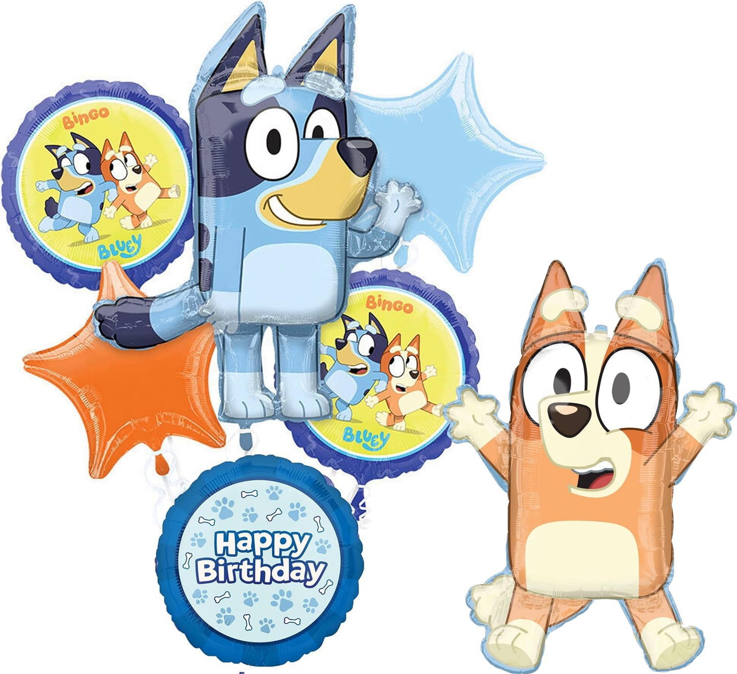 Anagram Bluey & Bingo Birthday Balloon Bouquet - 7pc Party Decorations