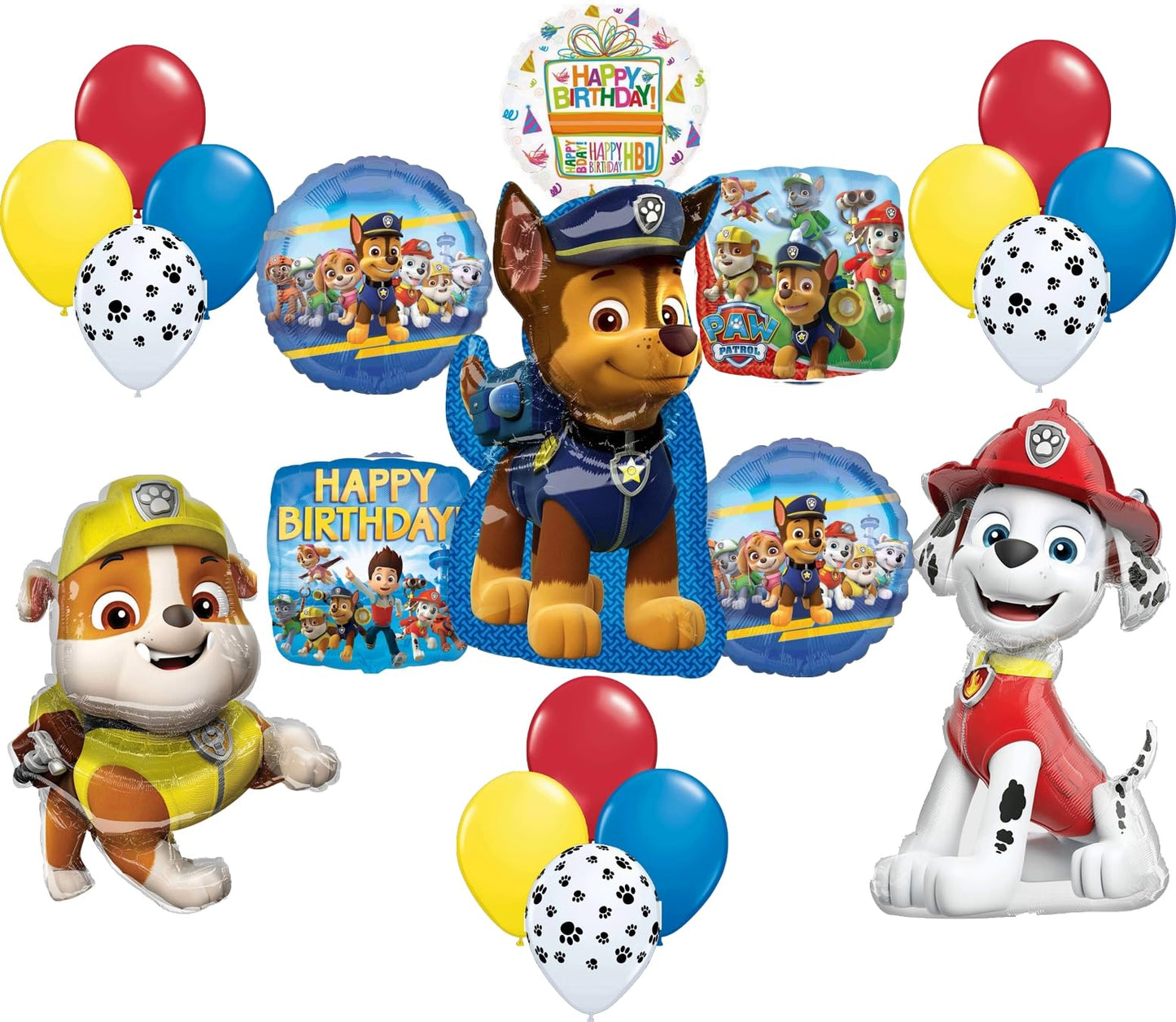 Anagram Paw Pups Balloon Bouquet – Chase, Rubble & Marshall Birthday Decorations