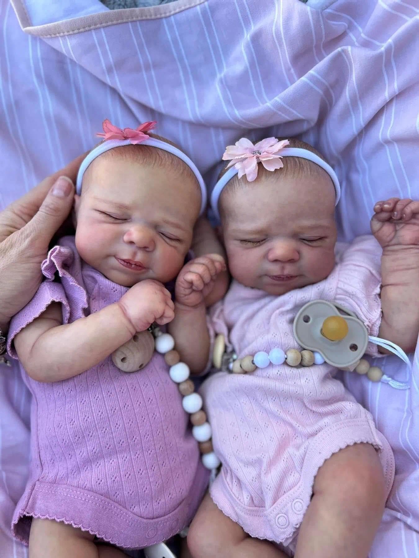 Anano 18-Inch Silicone Full-Body Reborn Twin Dolls – Lifelike Realistic Baby Girls