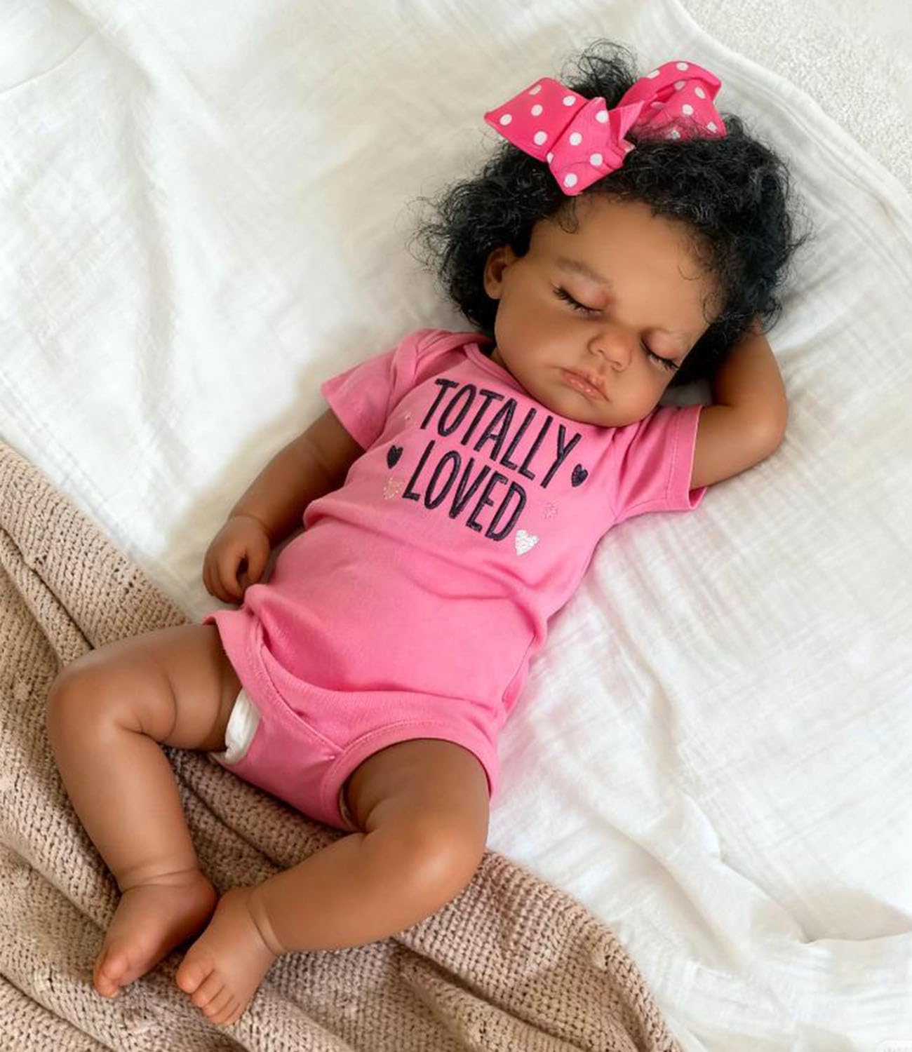 Anano Black Reborn Baby Doll – 20-Inch Full Body Silicone Girl, Brown Skin