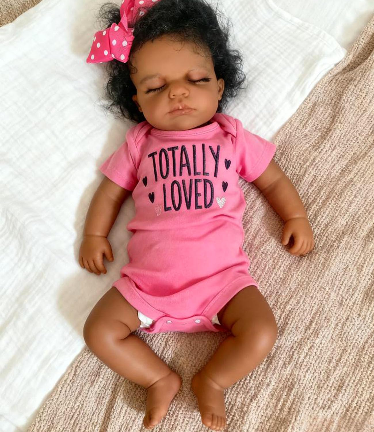 Anano Black Reborn Baby Doll – 20-Inch Full Body Silicone Girl, Brown Skin
