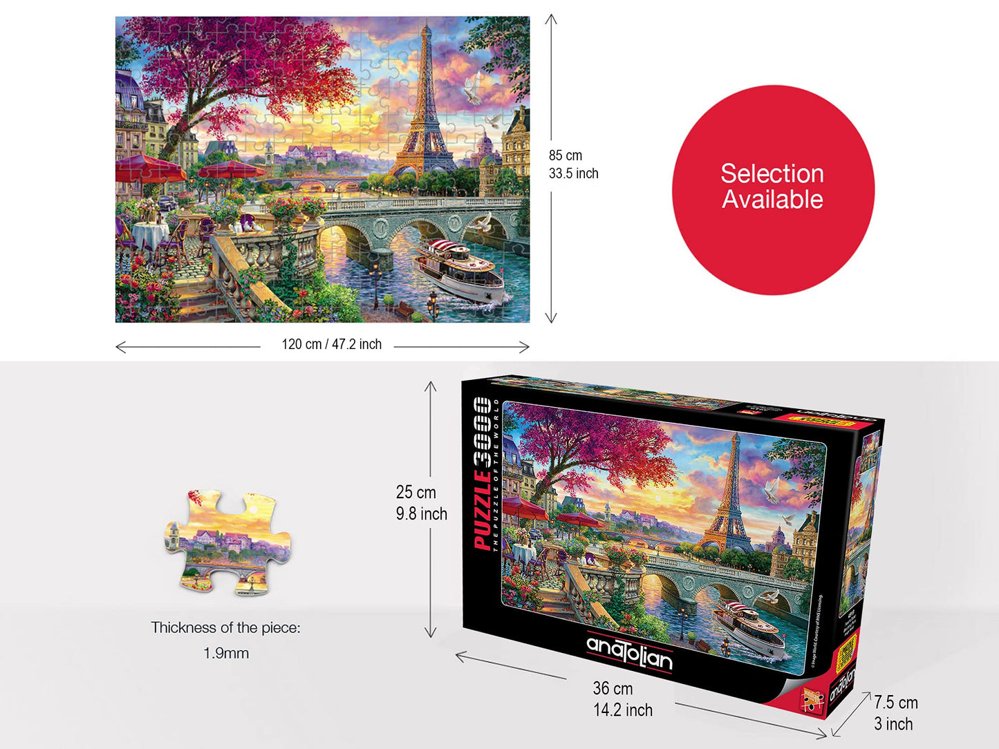Anatolian Puzzle - Blooming Paris 3000-Piece Jigsaw Puzzle #4919 Multicolor
